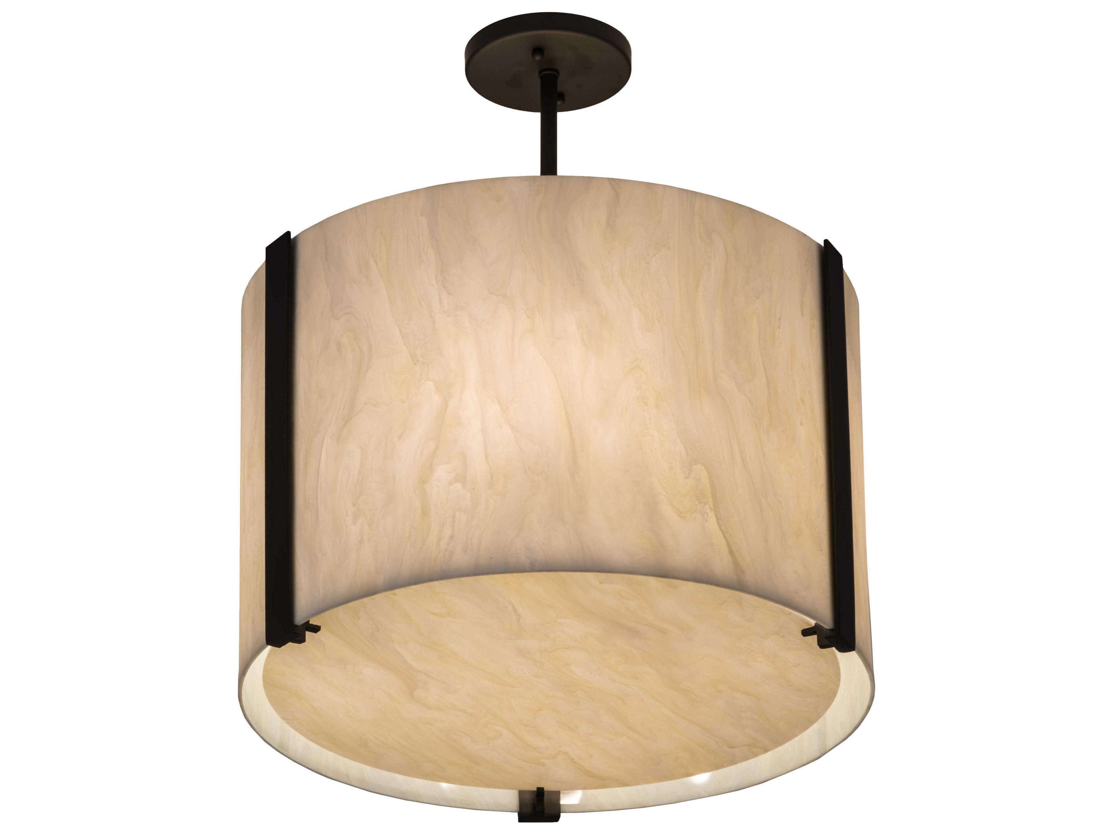 4-Light Bronze Glass Drum Semi Flush Mount
