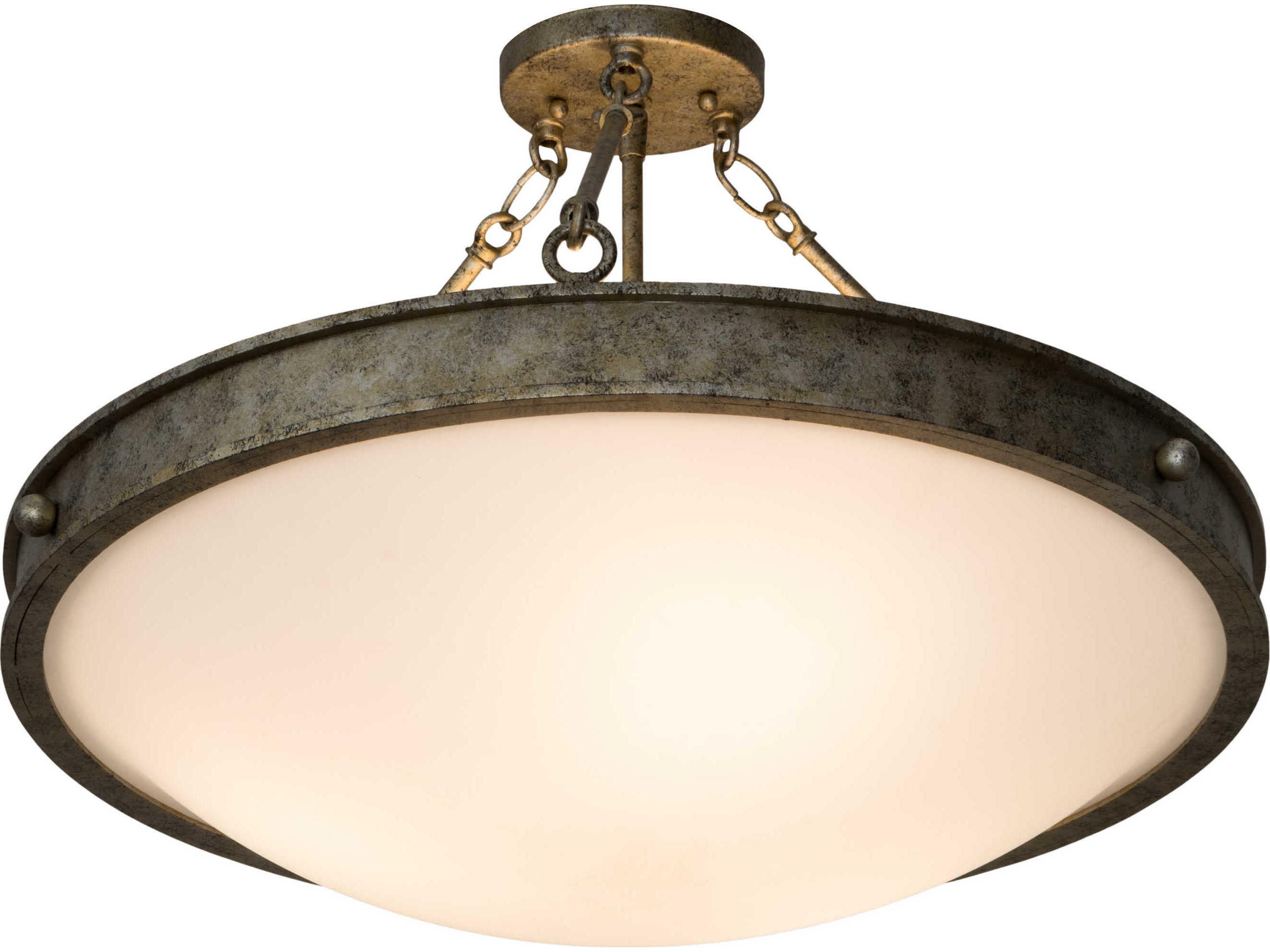 3-Light Silver Glass Bowl Semi Flush Mount