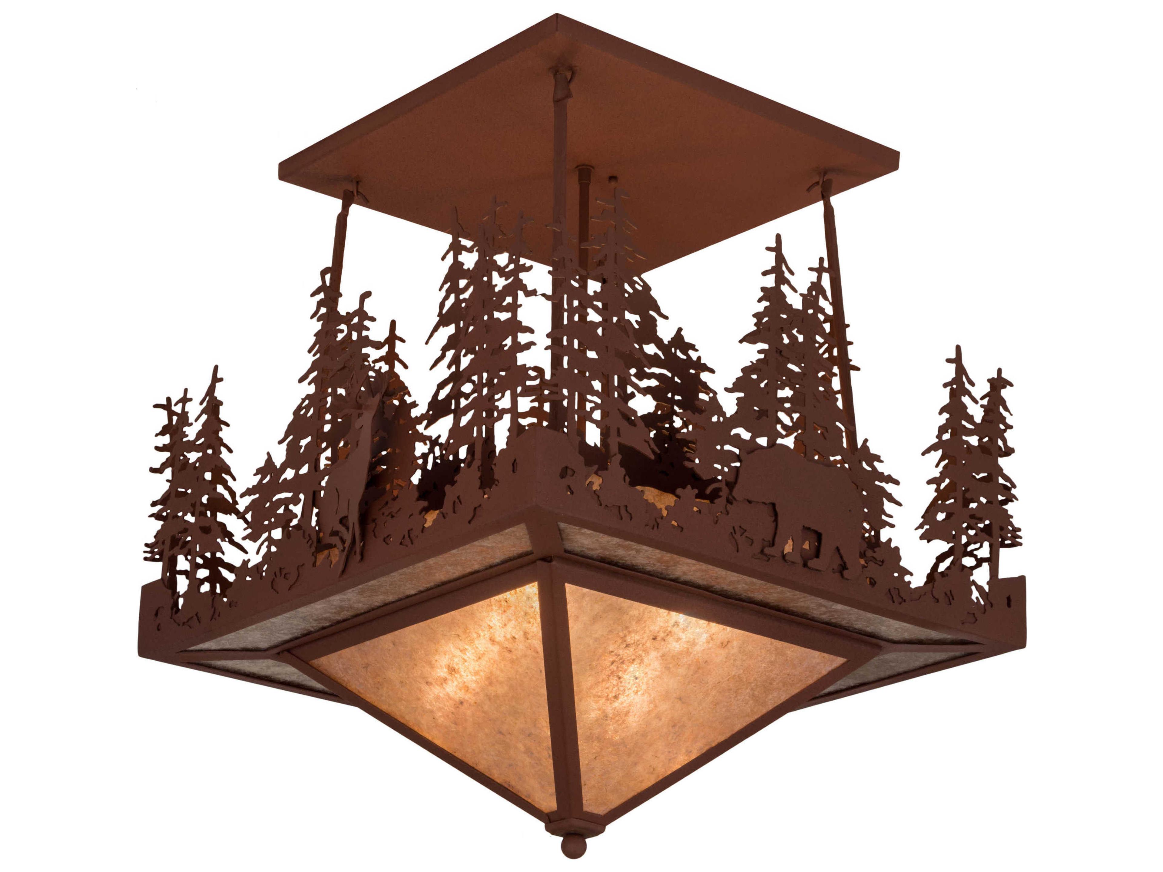 Brown Glass Semi Flush Mount
