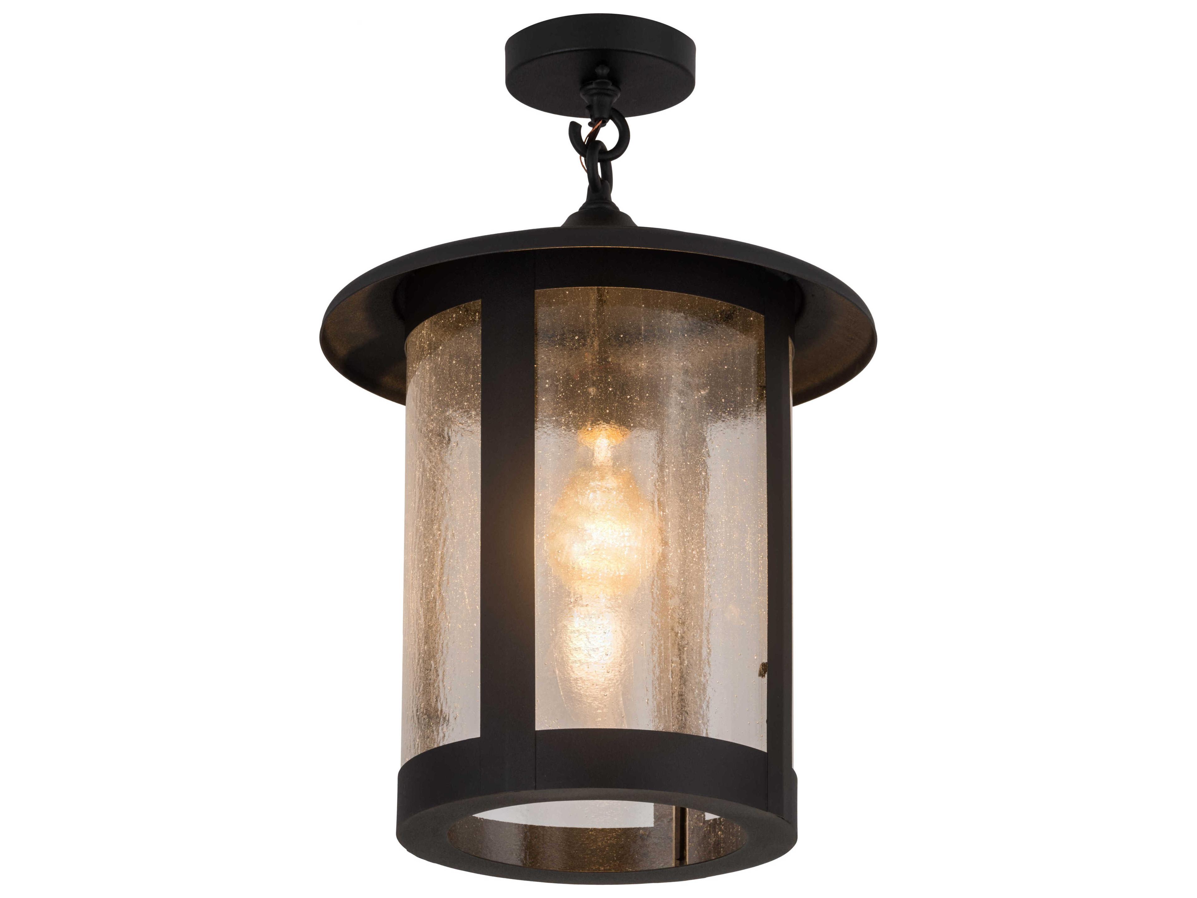 Meyda 1-Light Black Glass Cylinder Semi Flush Mount