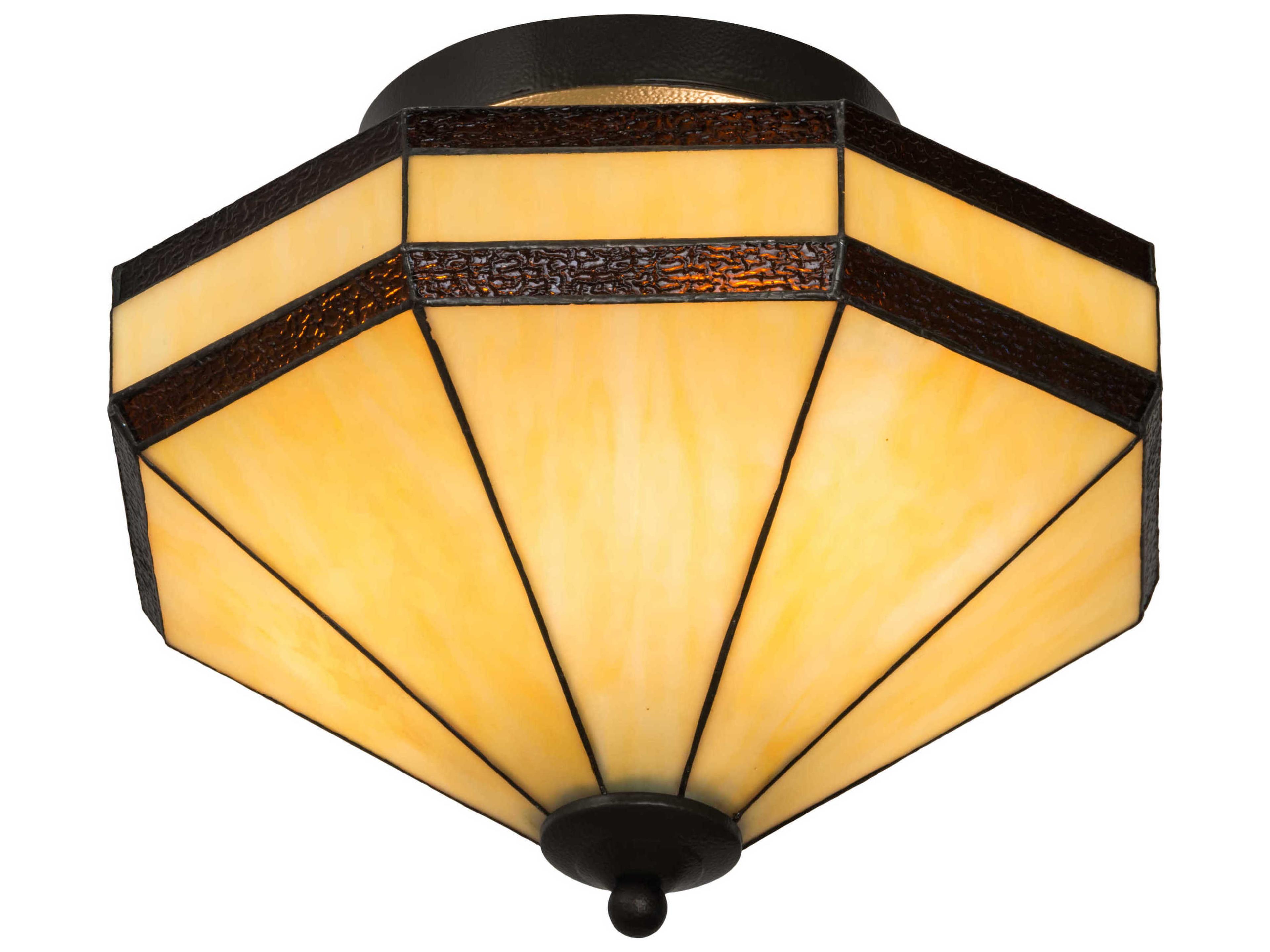 3-Light Bronze Glass Semi Flush Mount