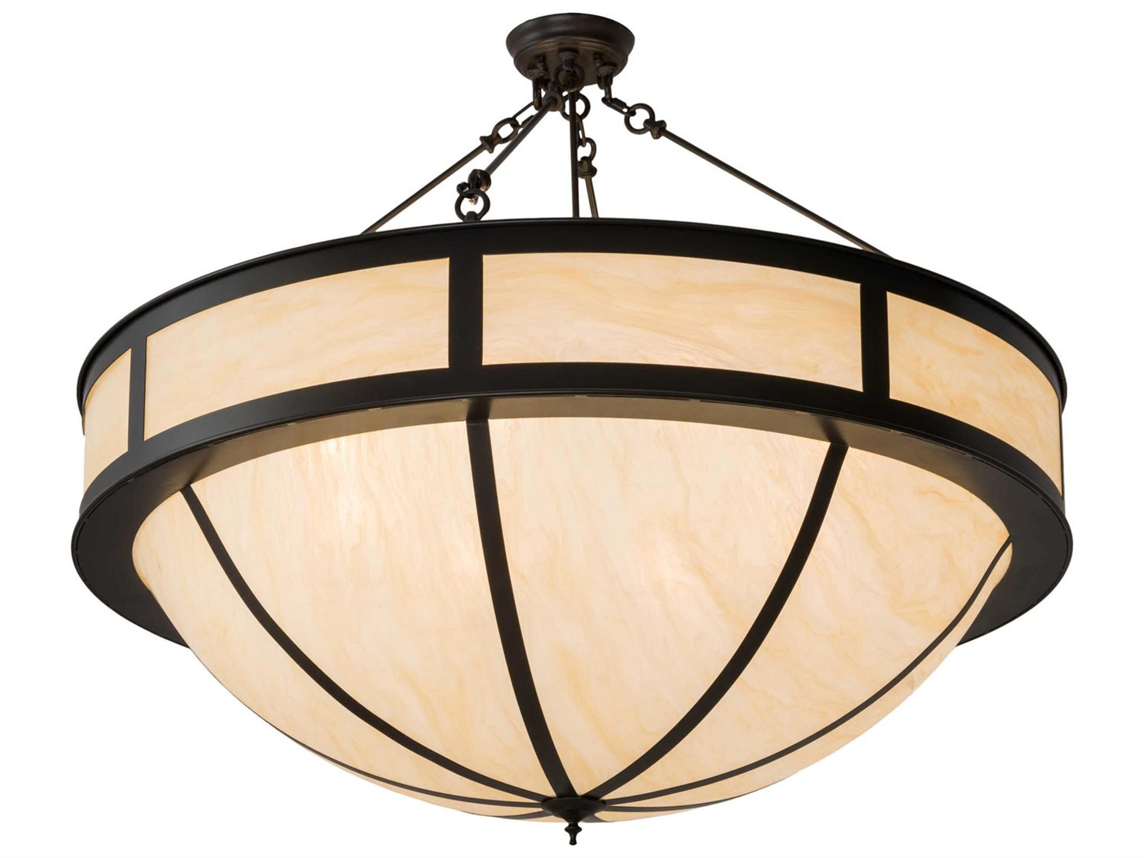8-Light Bronze Glass Bowl Semi Flush Mount
