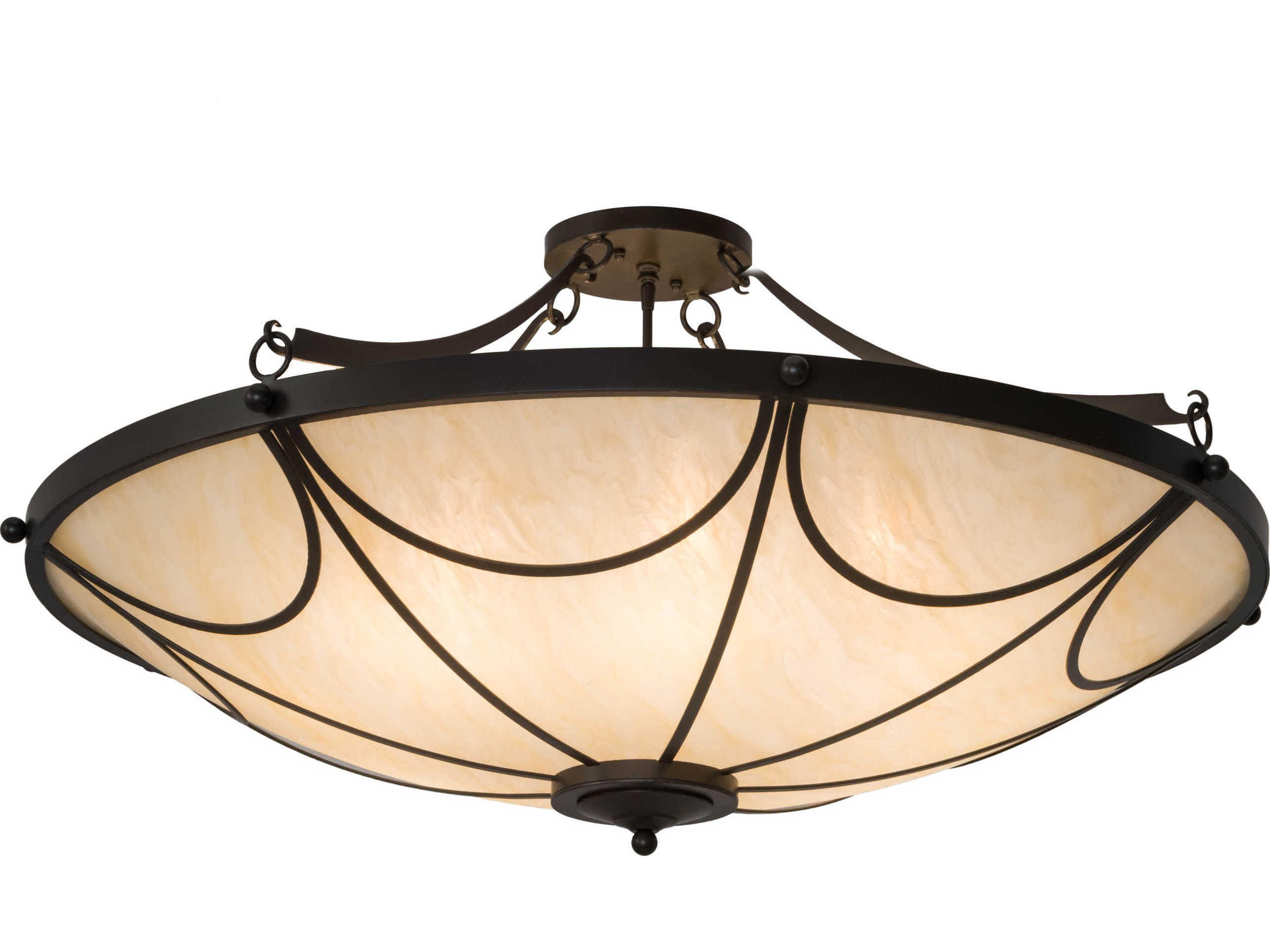 Carousel 8-Light Black Glass Bowl Semi Flush Mount