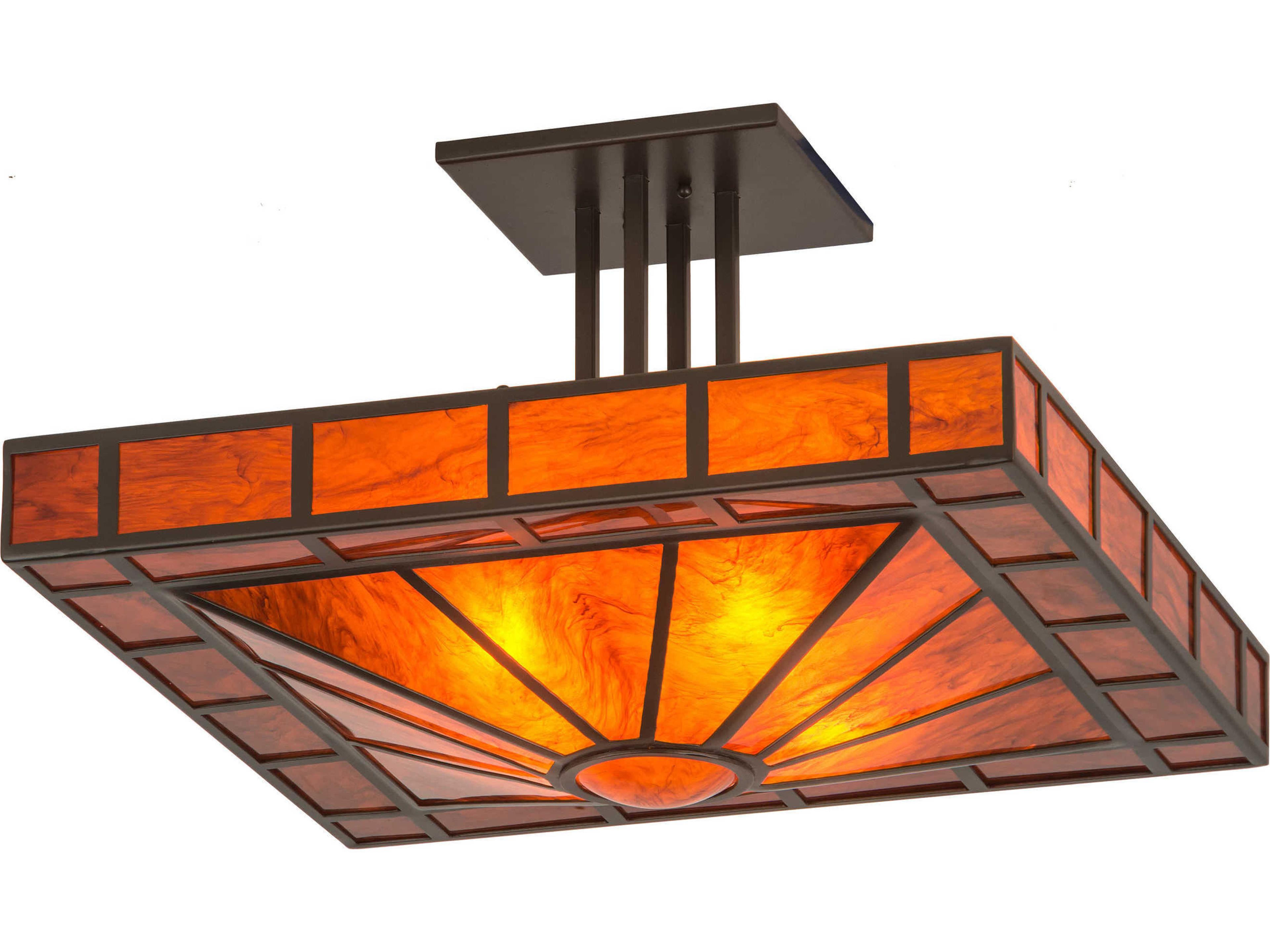 Meyda 4-Light Bronze Glass Semi Flush Mount