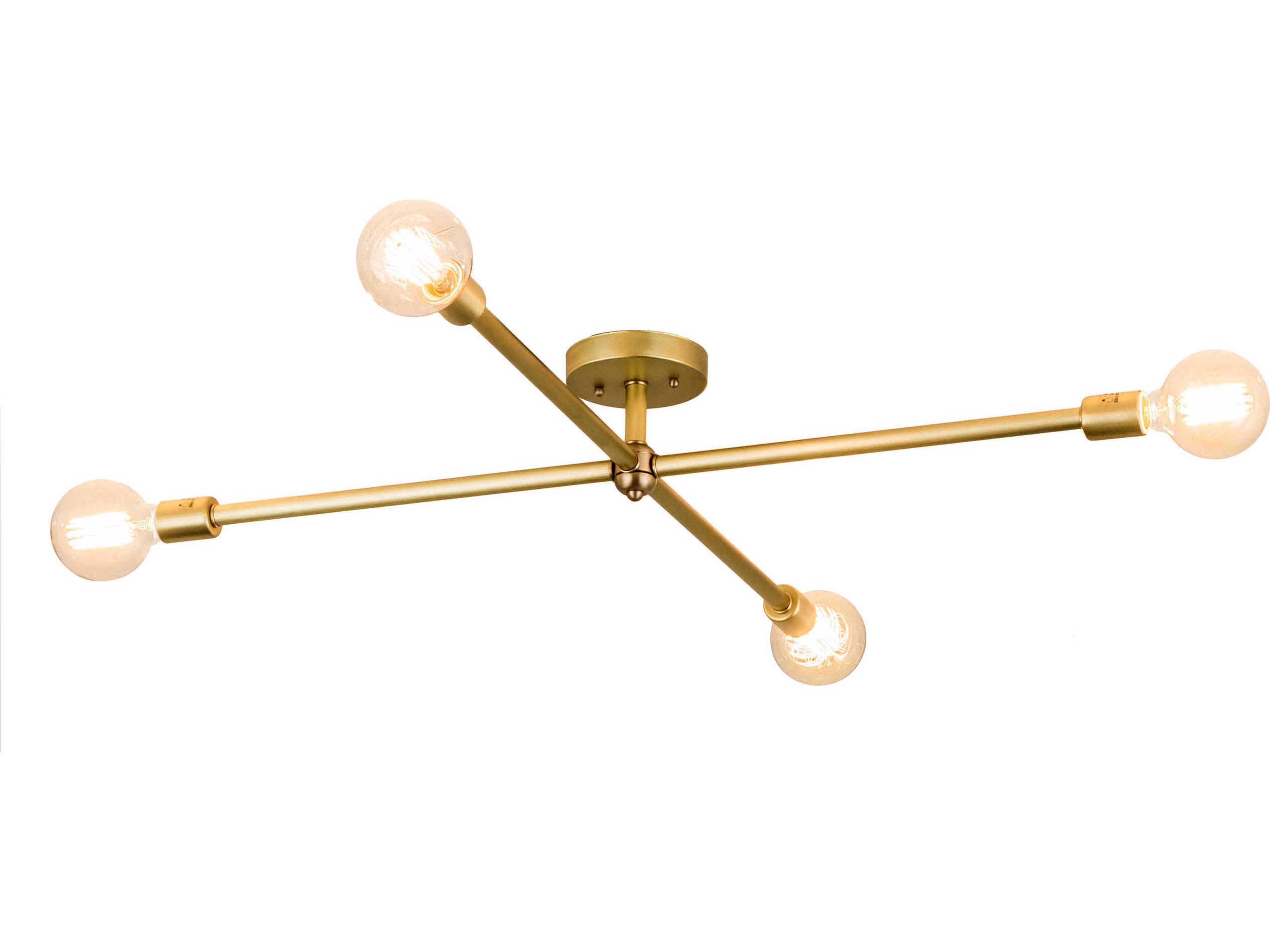 Meyda 4-Light Brass Globe Semi Flush Mount