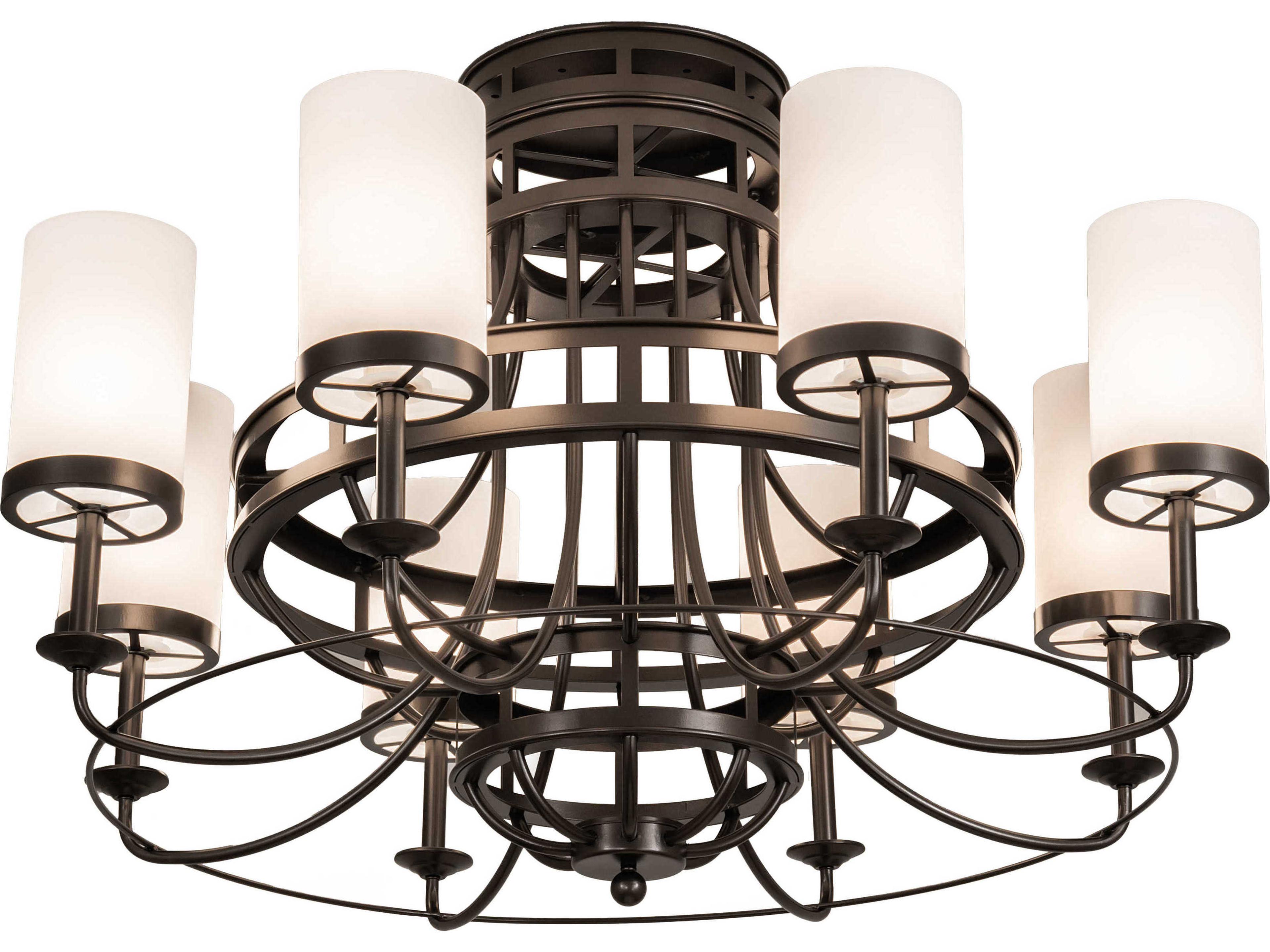 8-Light Bronze Cylinder Semi Flush Mount