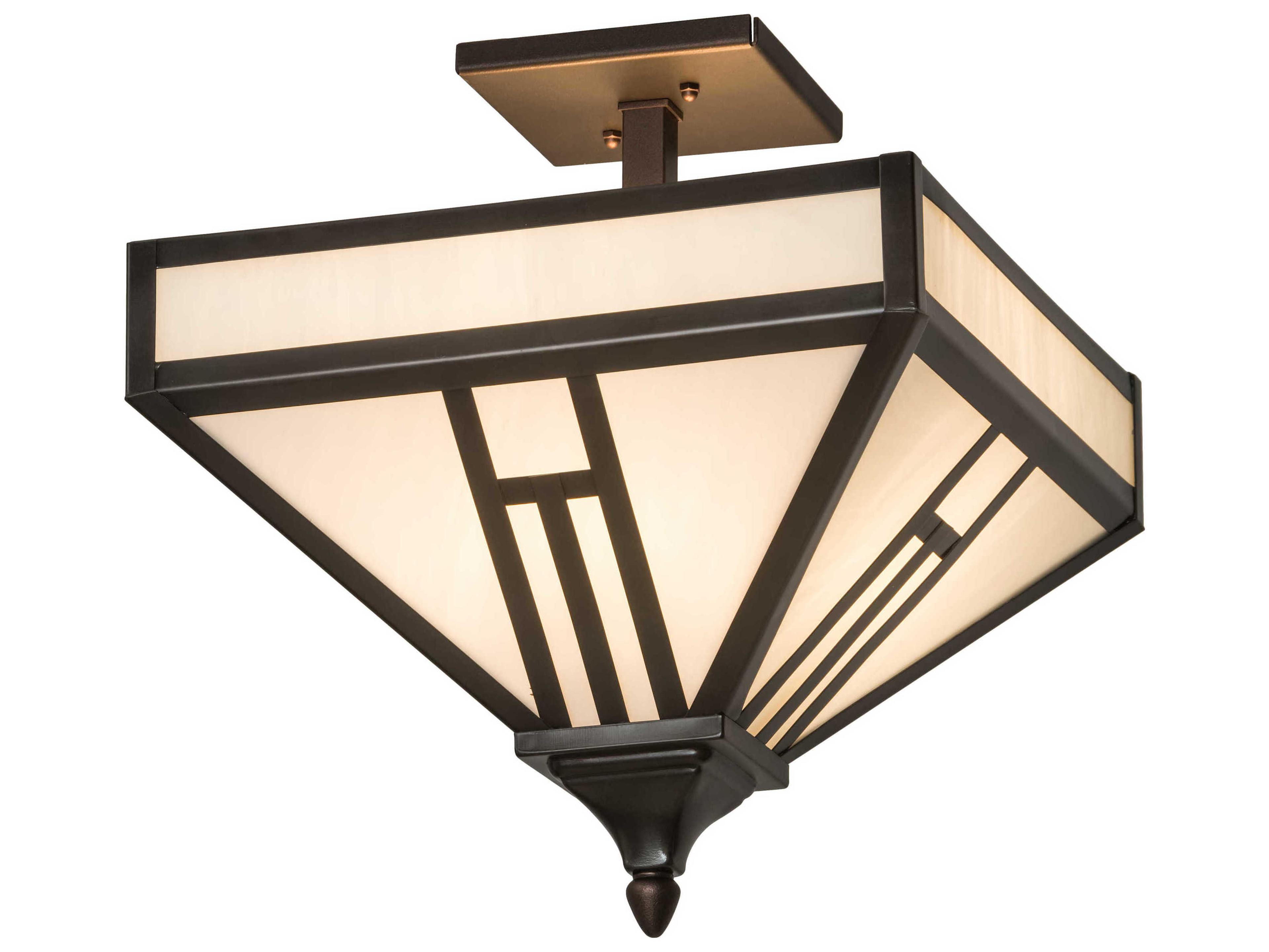 4-Light Bronze Glass Semi Flush Mount