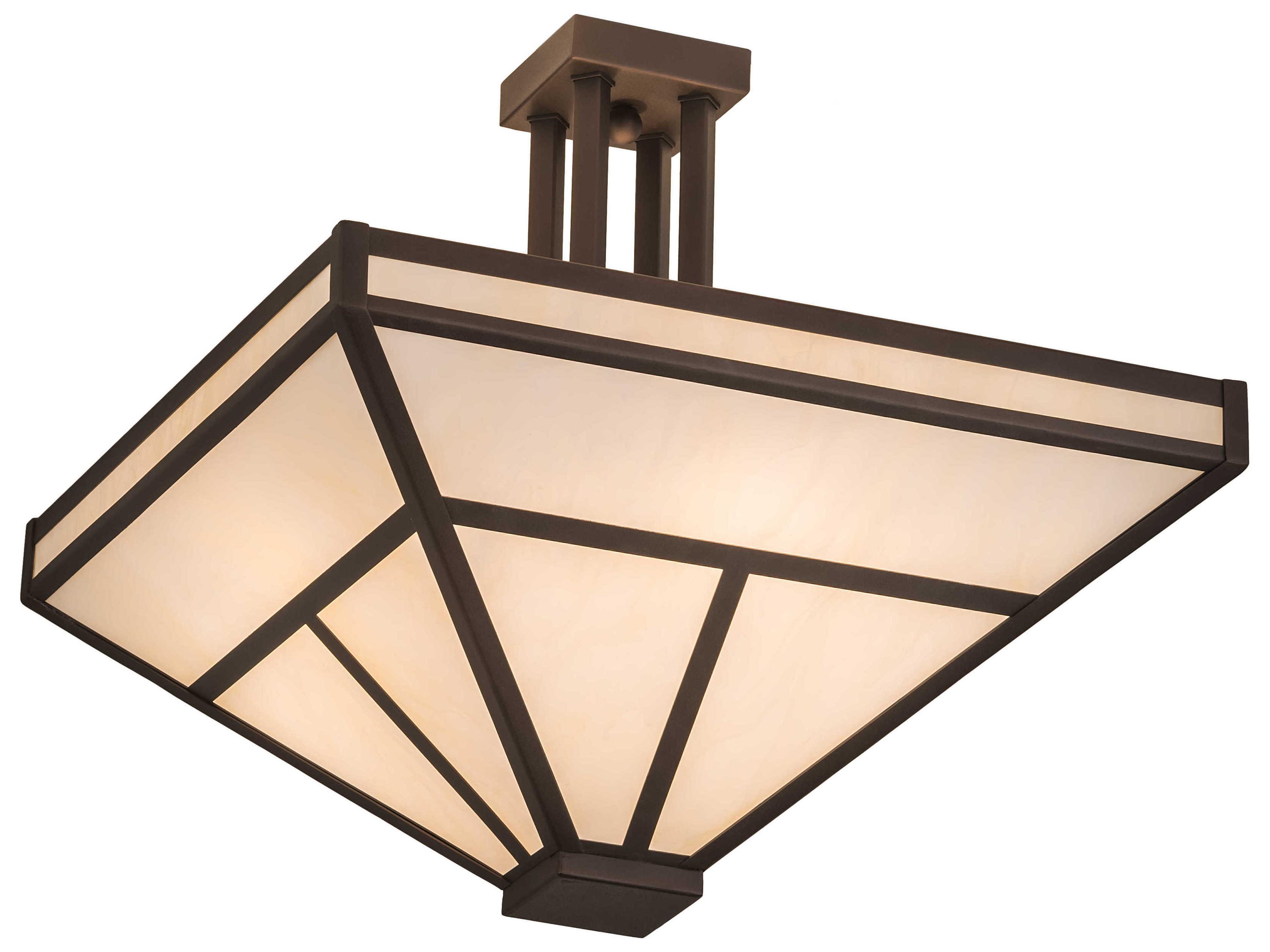 8-Light Bronze Glass Semi Flush Mount