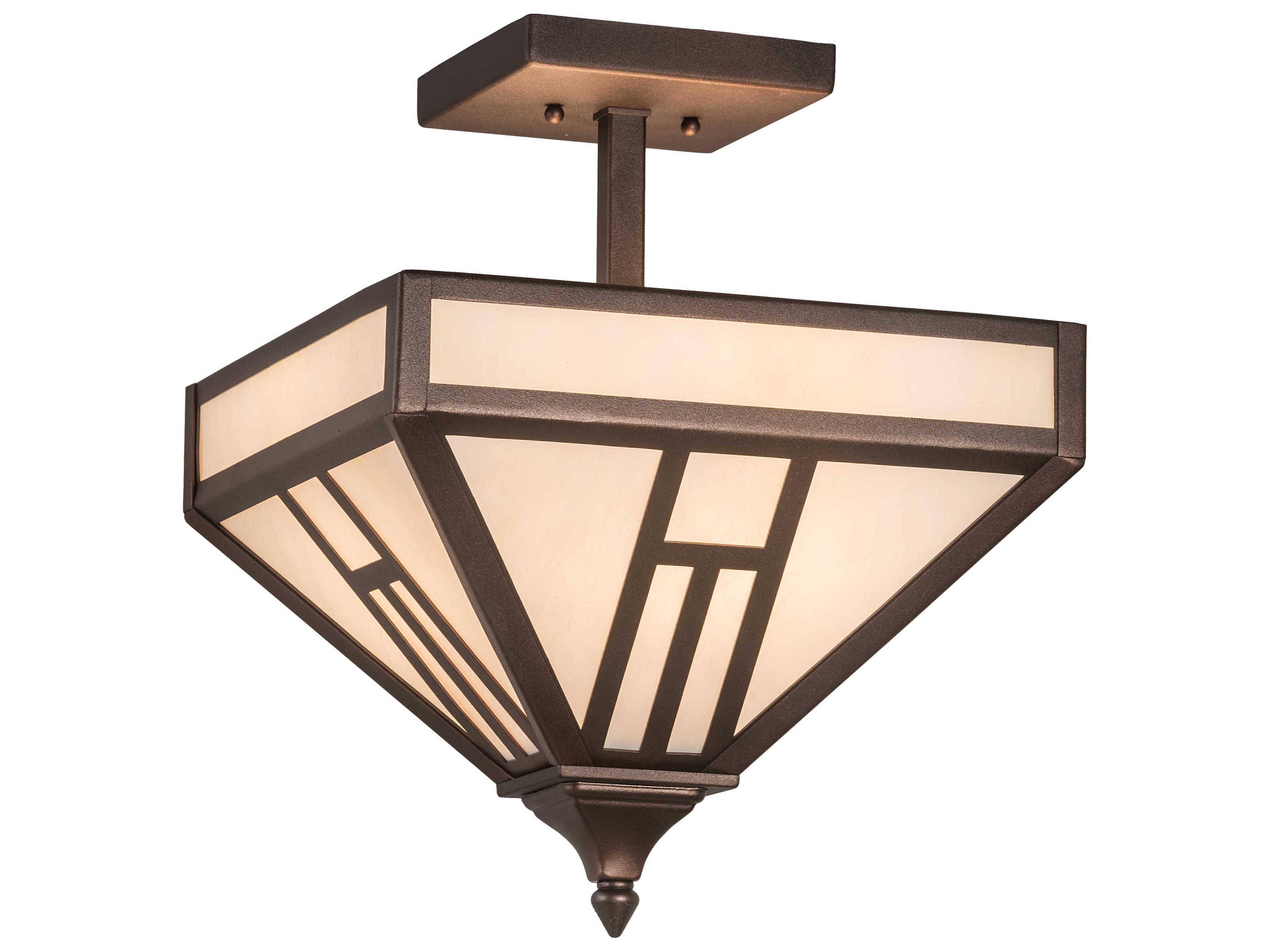 4-Light Bronze Glass Semi Flush Mount