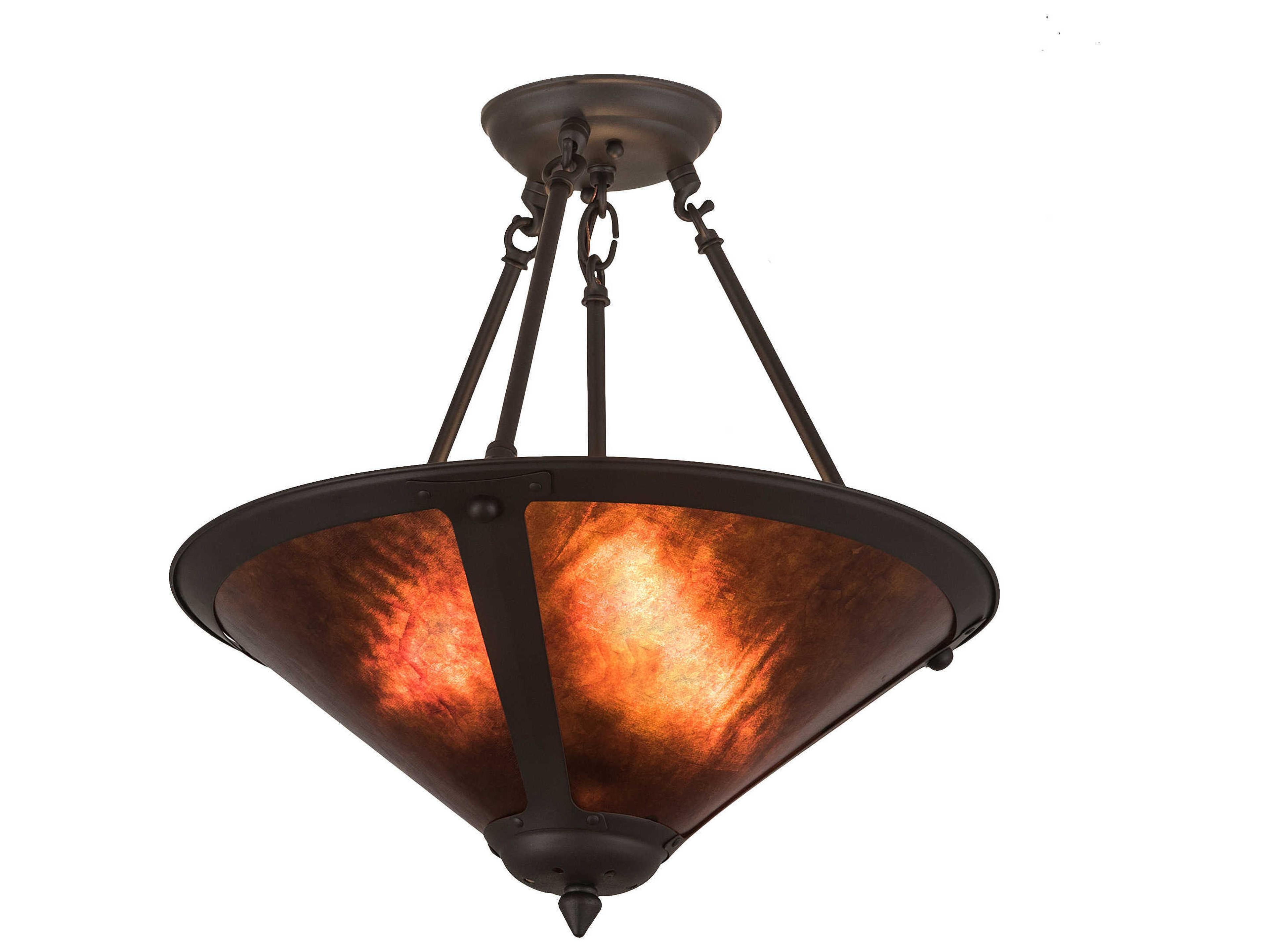 3-Light Bronze Glass Semi Flush Mount