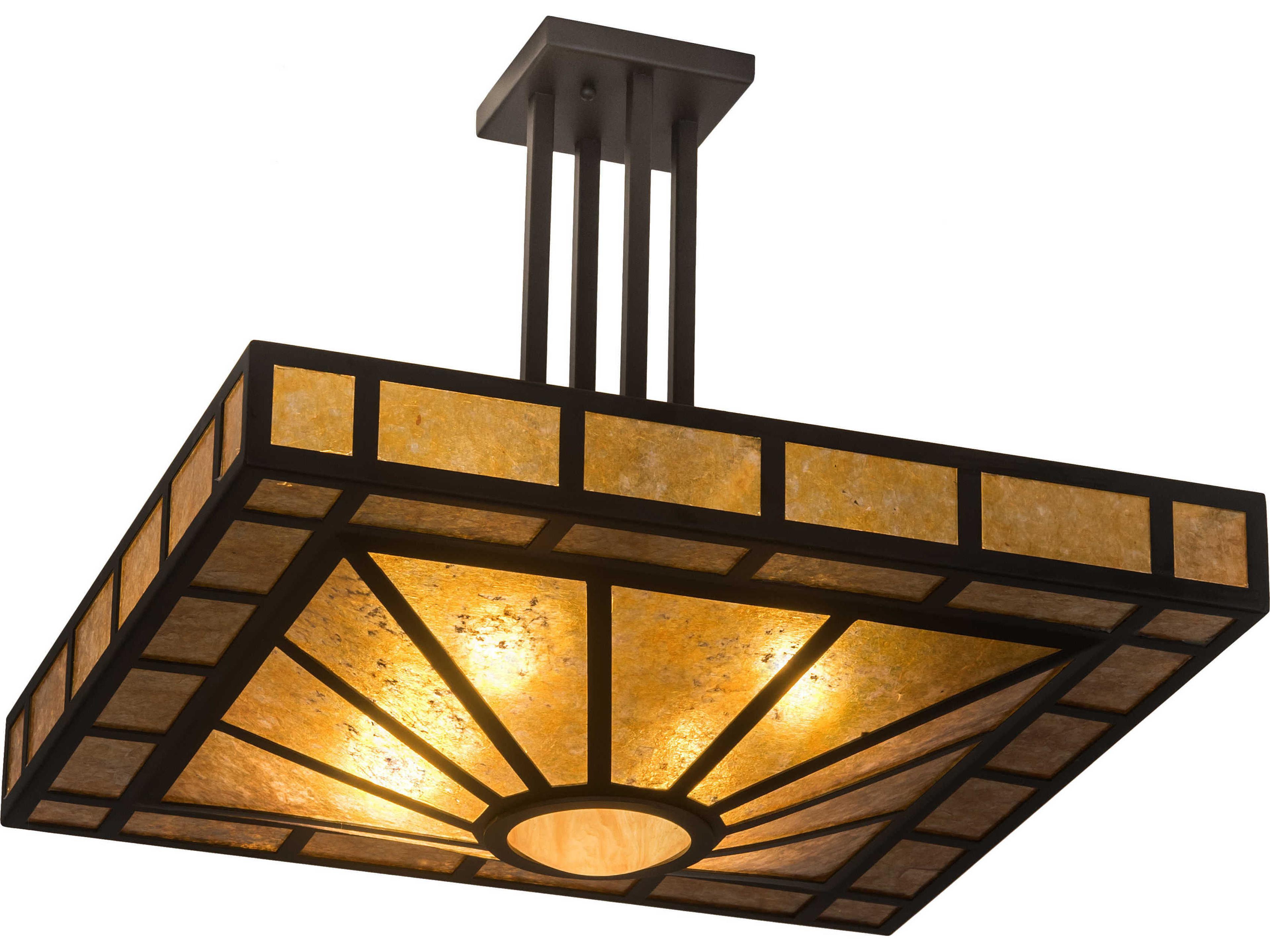 4-Light Bronze Glass Semi Flush Mount