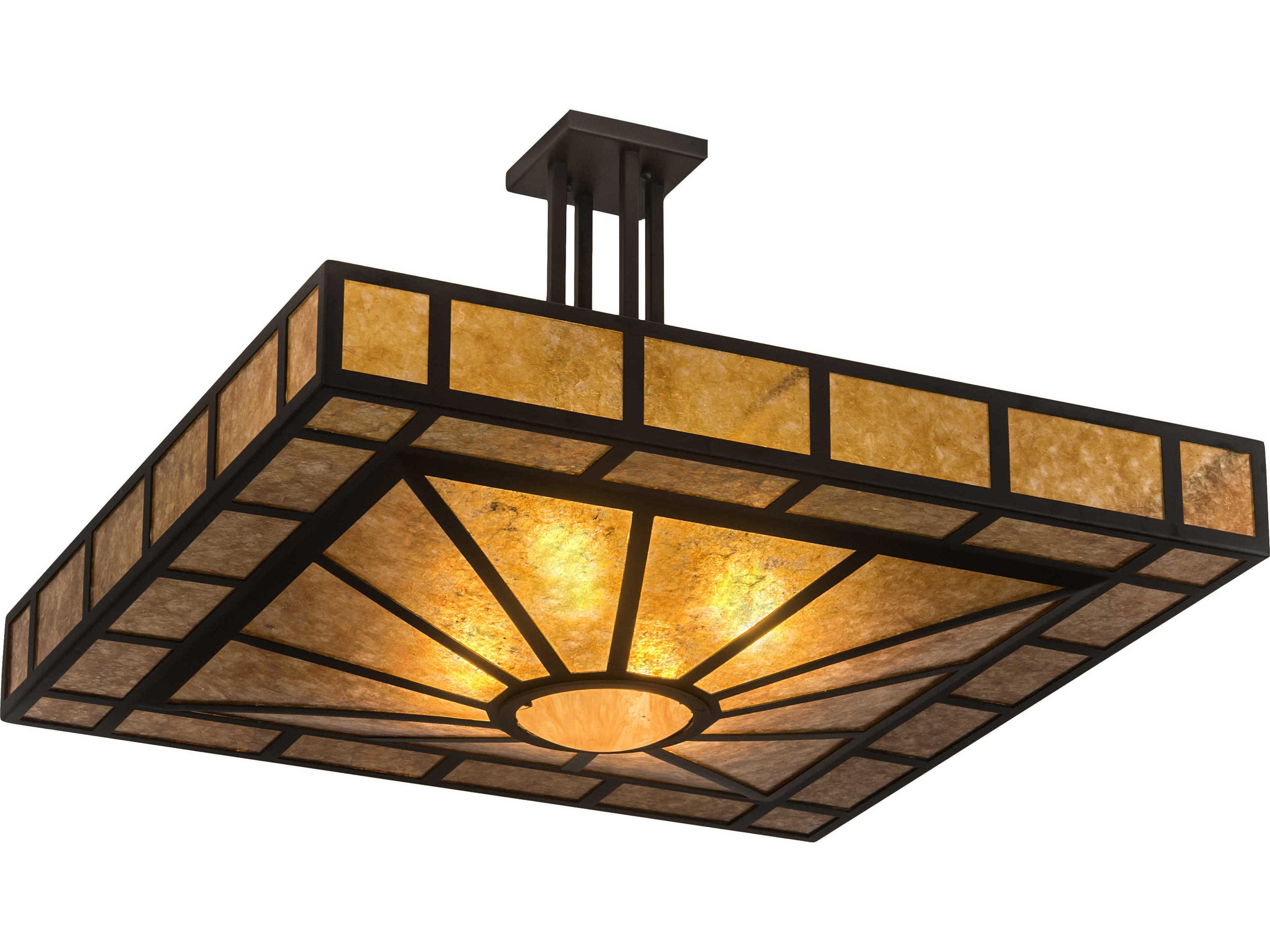 Meyda 4-Light Bronze Glass Semi Flush Mount