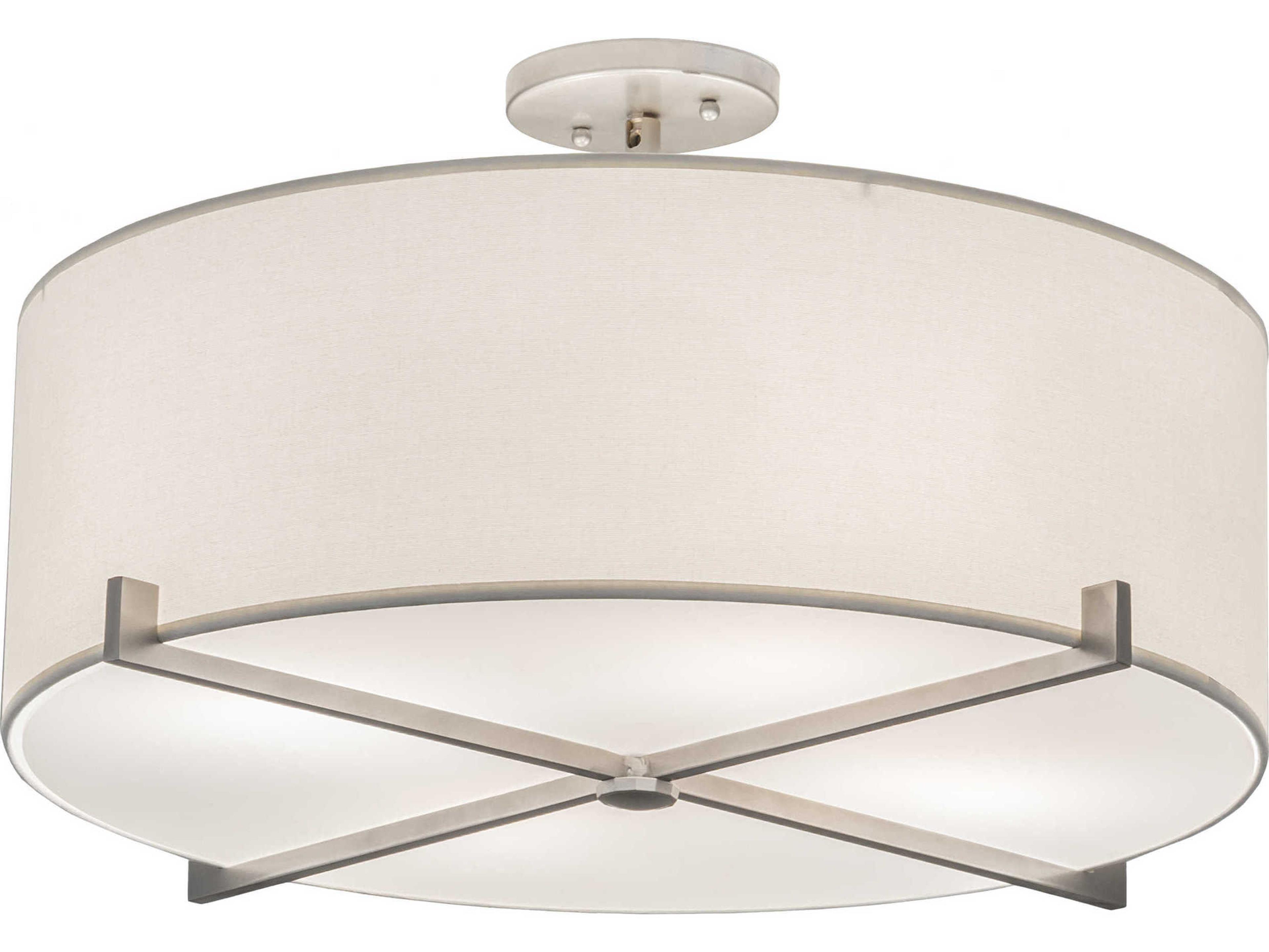 4-Light Nickel Glass Drum Semi Flush Mount
