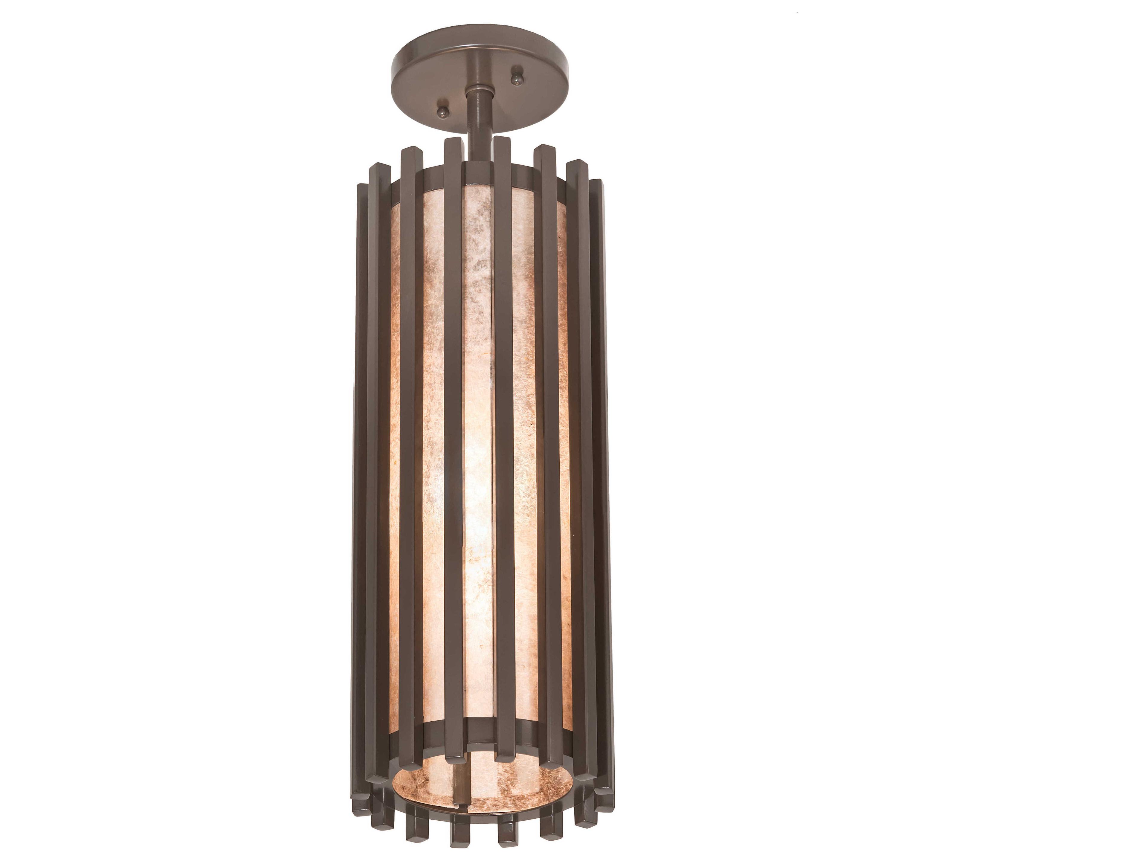 1-Light Bronze Cylinder Semi Flush Mount