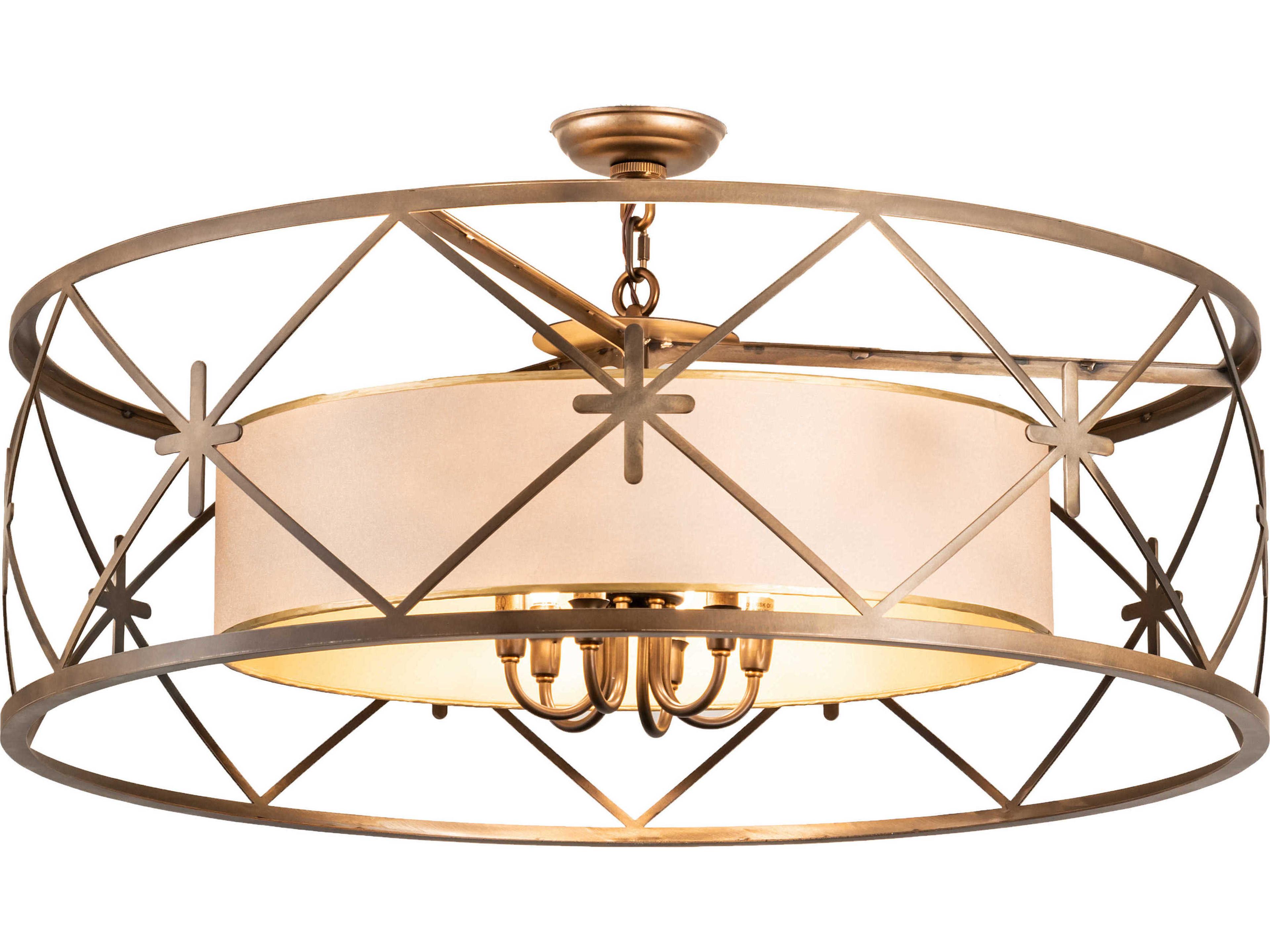 6-Light Gold Drum Semi Flush Mount