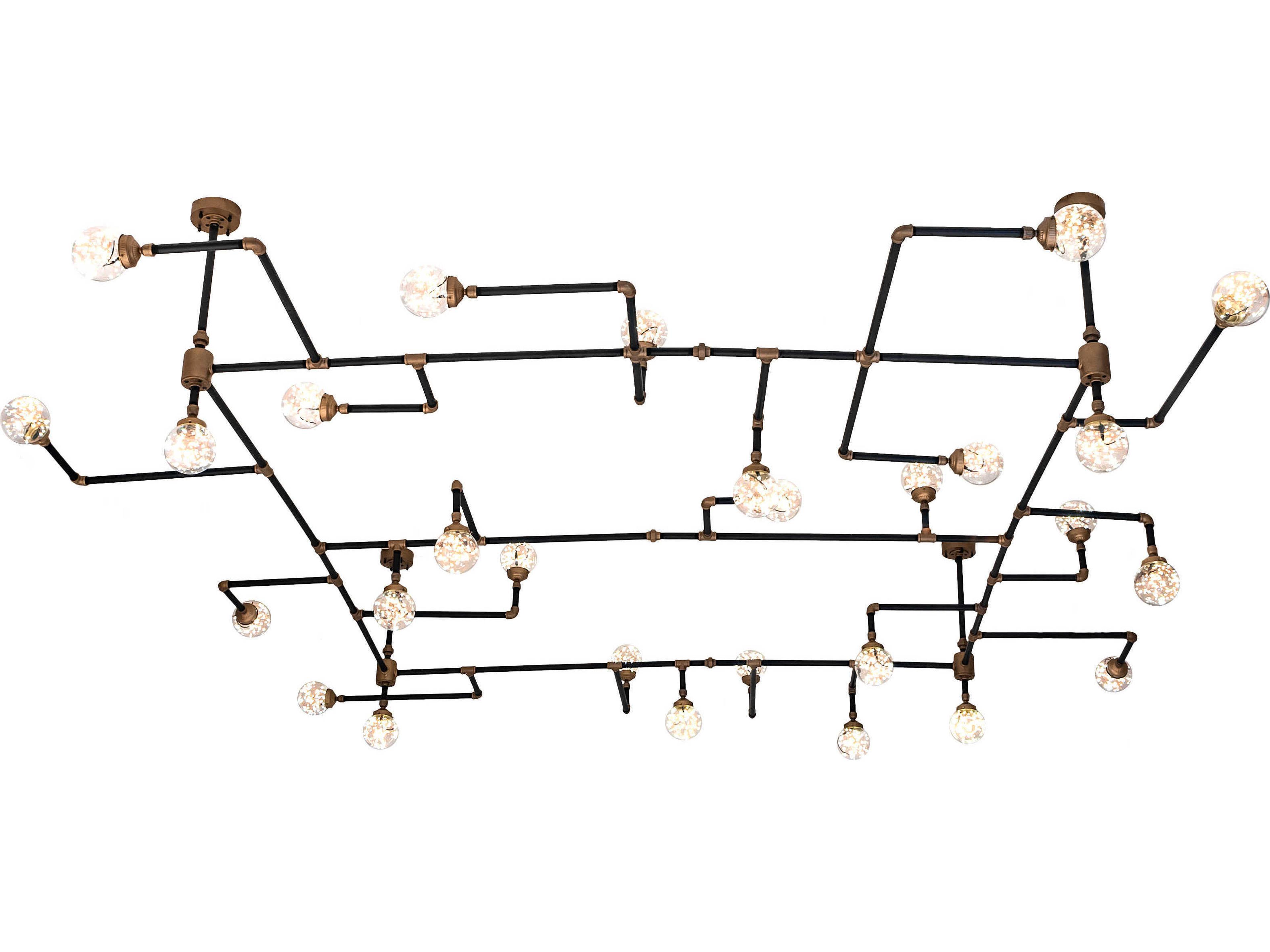 28-Light Black Glass LED Semi Flush Mount