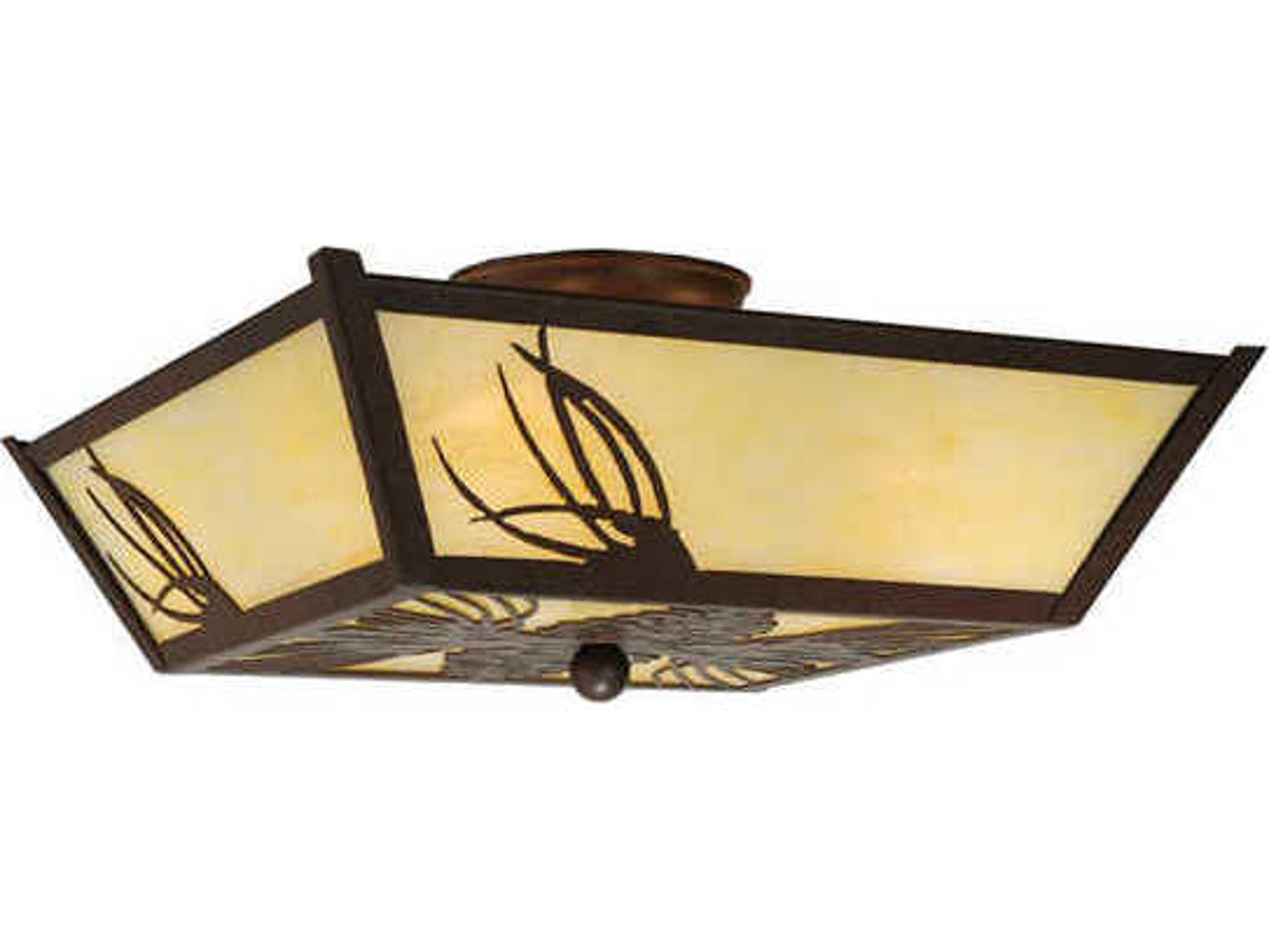4-Light Brown Semi Flush Mount