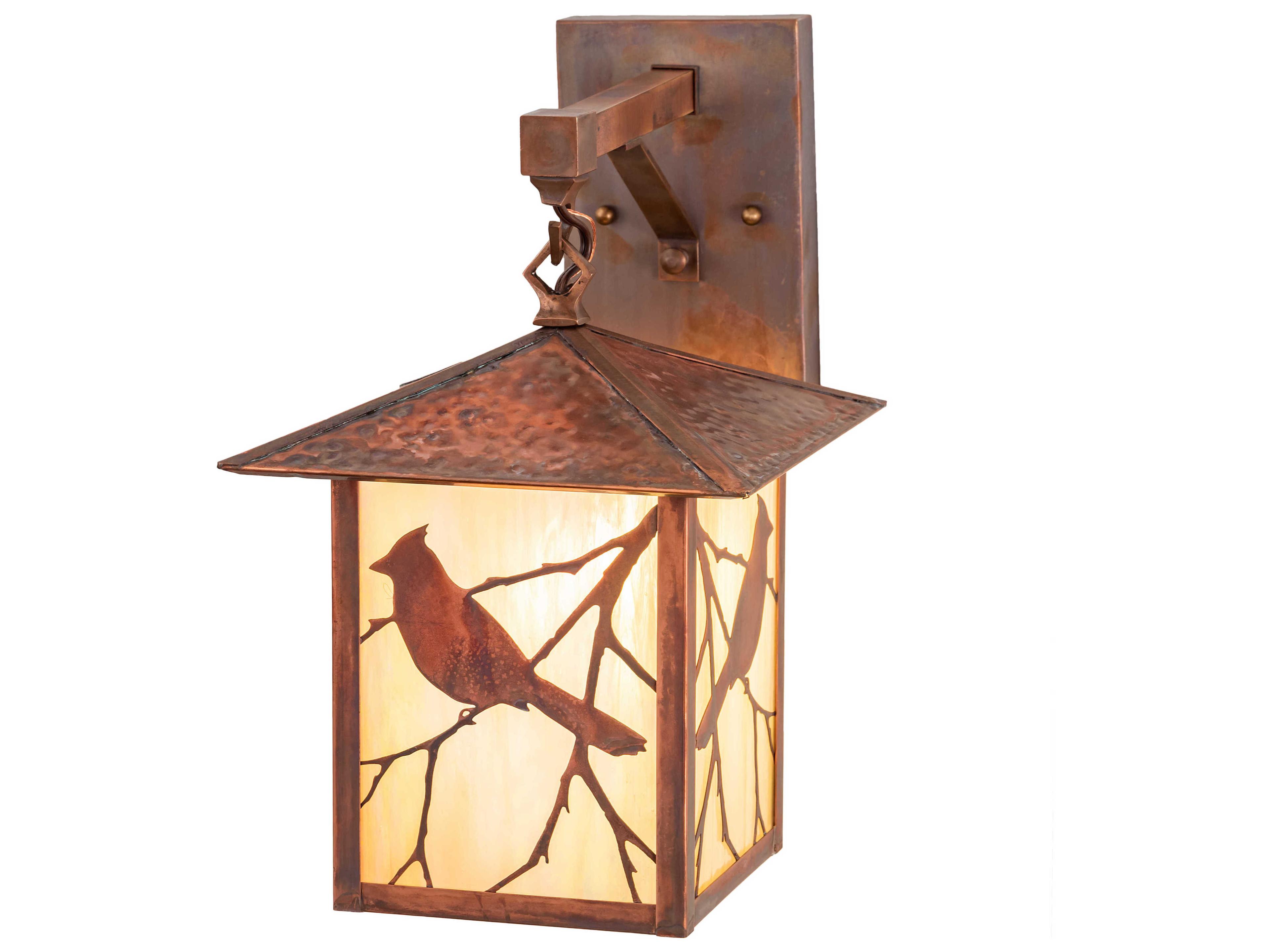 Seneca Song Bird 1-Light Vintage Copper Off White Glass Wall Sconce