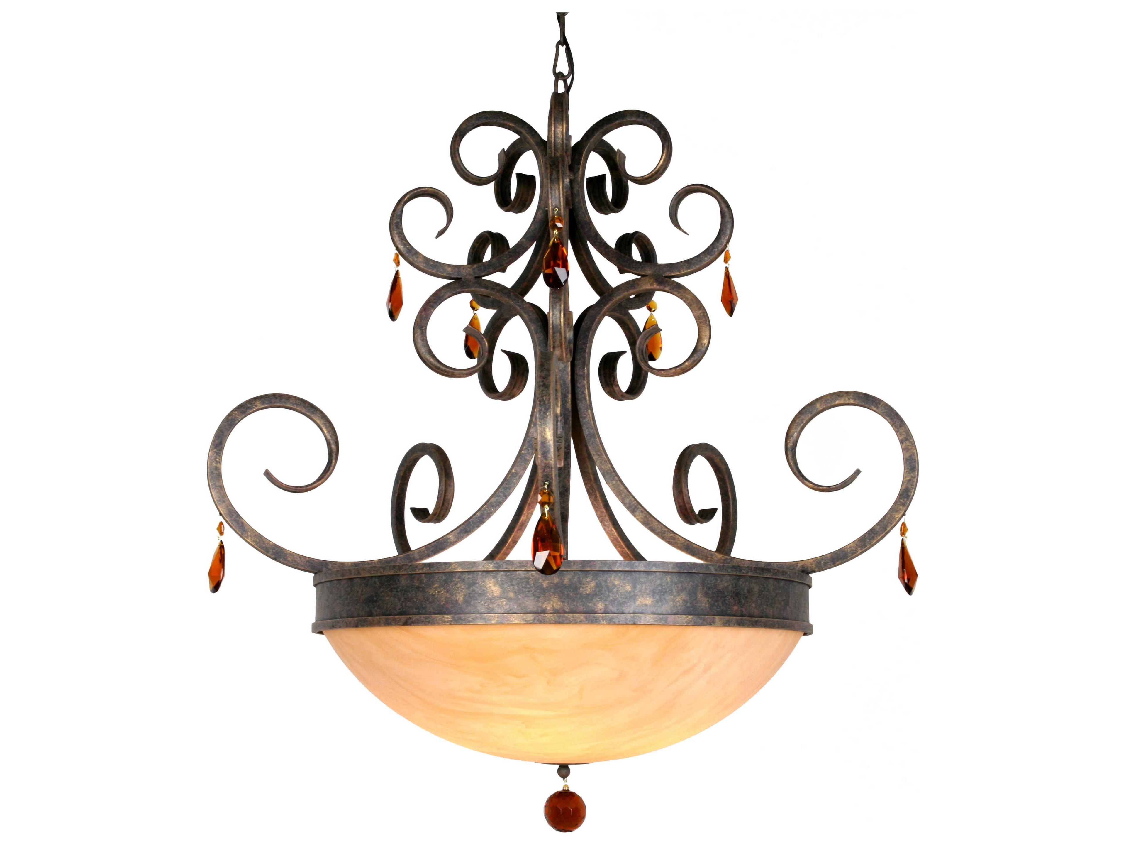 Serratina 5-Light English Bronze Brown Crystal Bowl Pendant