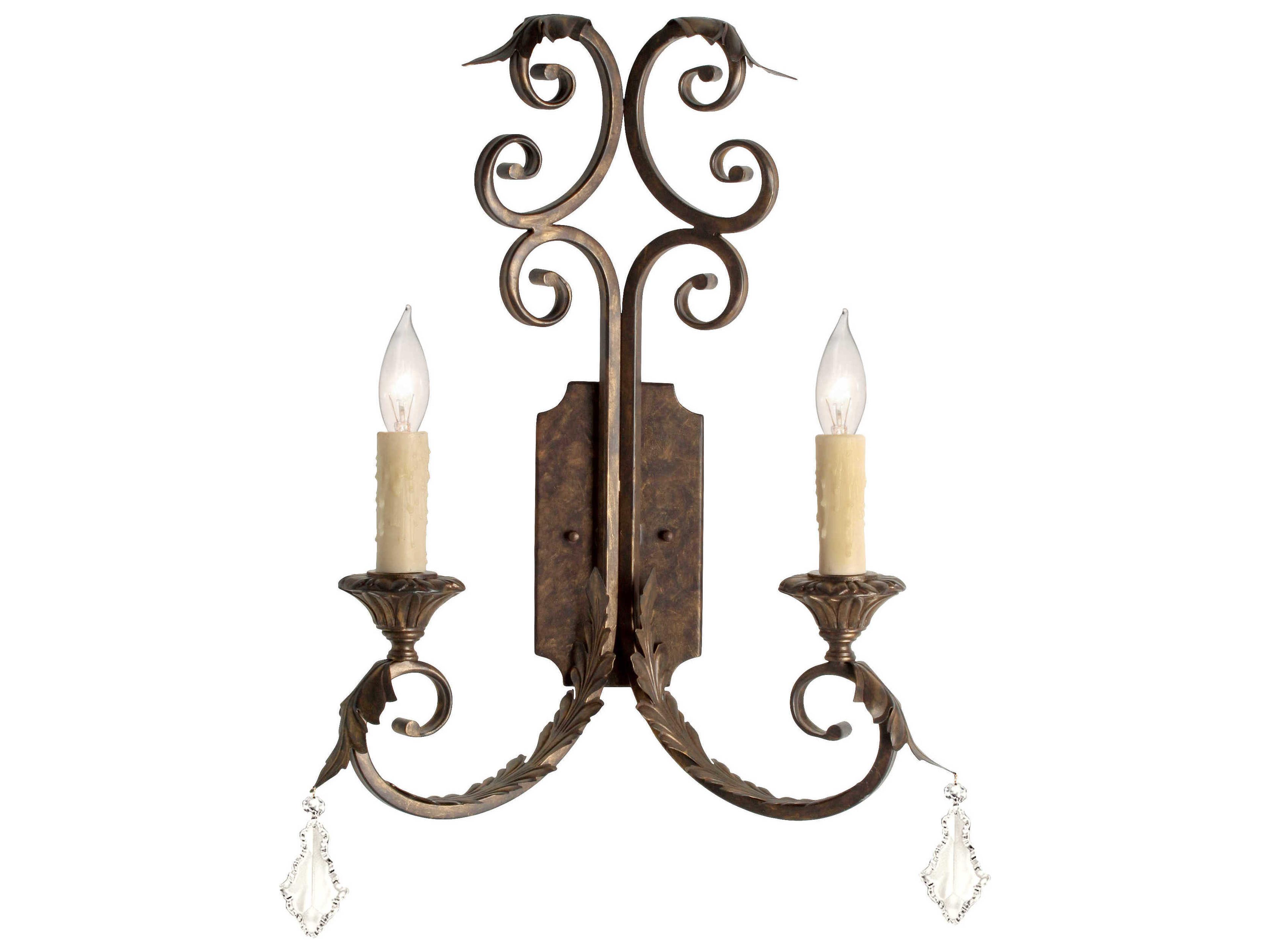 Serratina 2-Light Cajun Spice Brown Crystal Wall Sconce