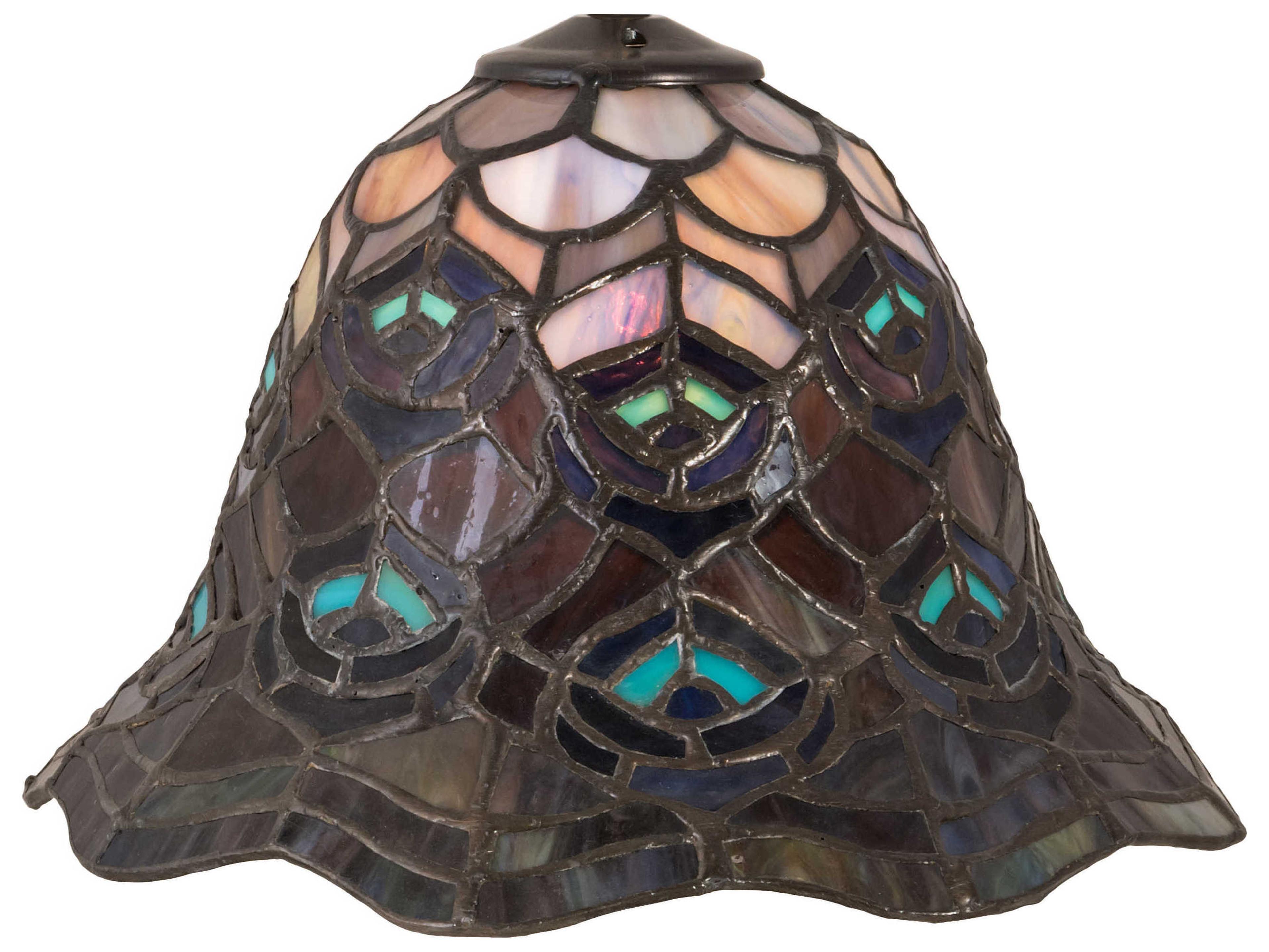 Tiffany Peacock Feather Amber / Green 8" Shade