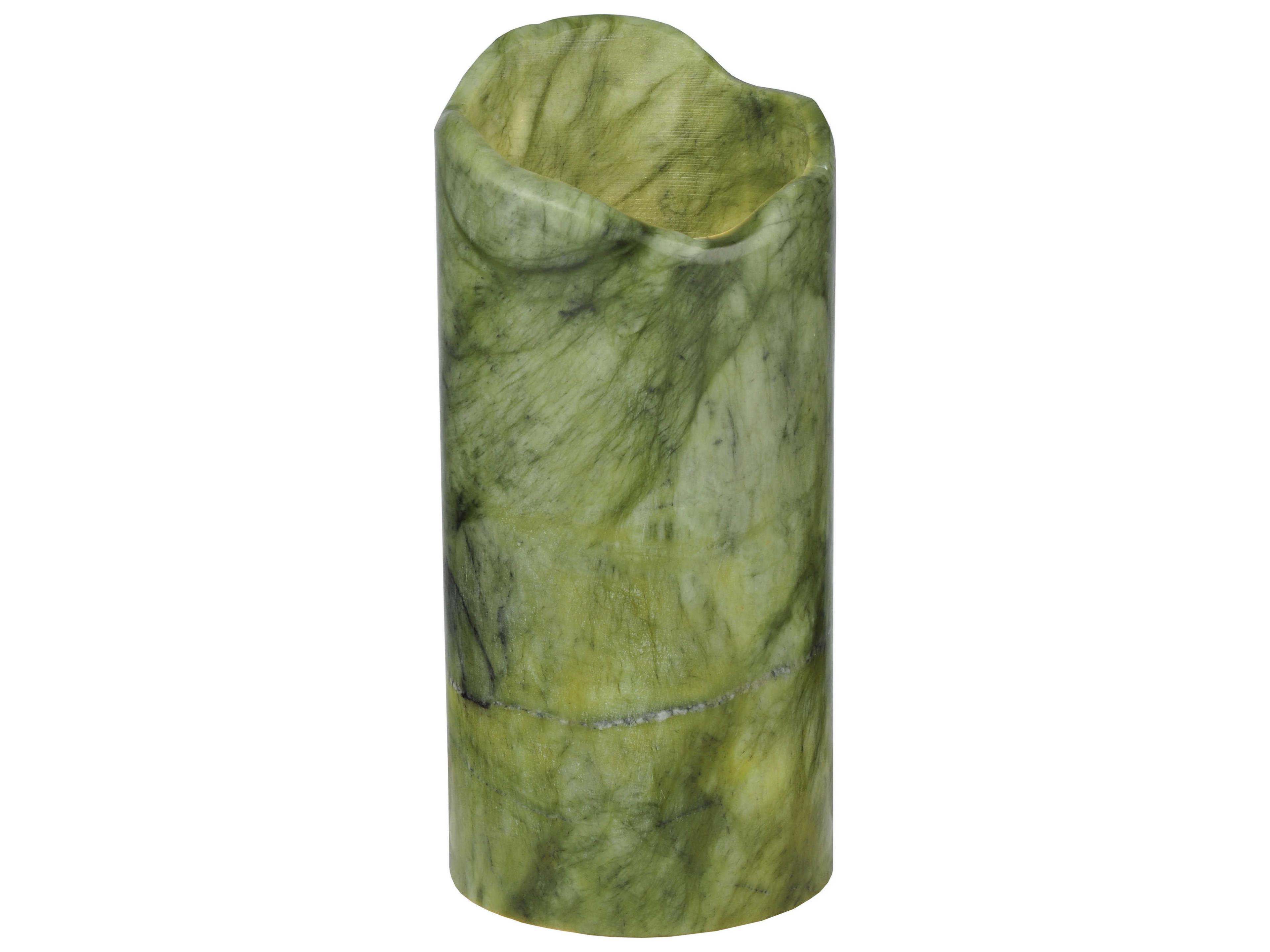 Cylinder Green Jadestone Uneven Top Candle Cover