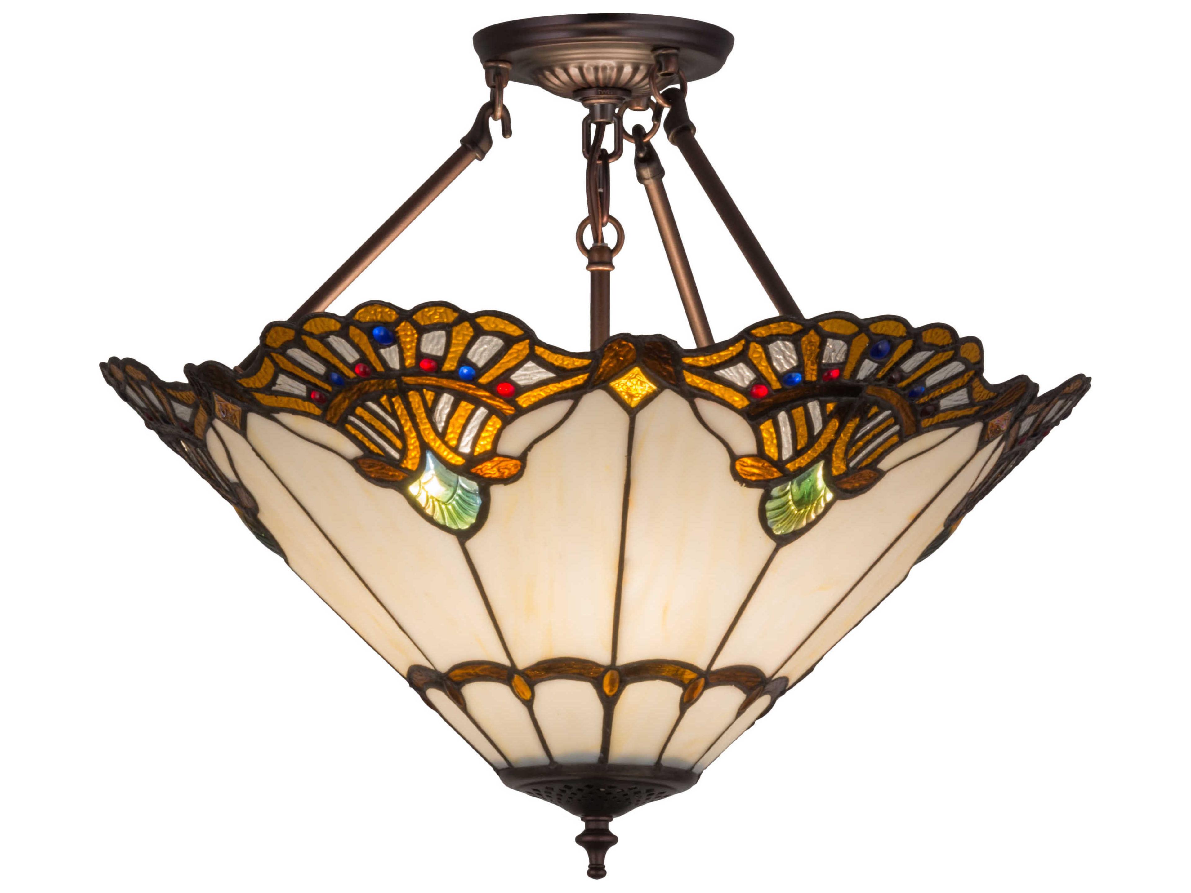 Shell With Jewels 3-Light Bronze Pendant