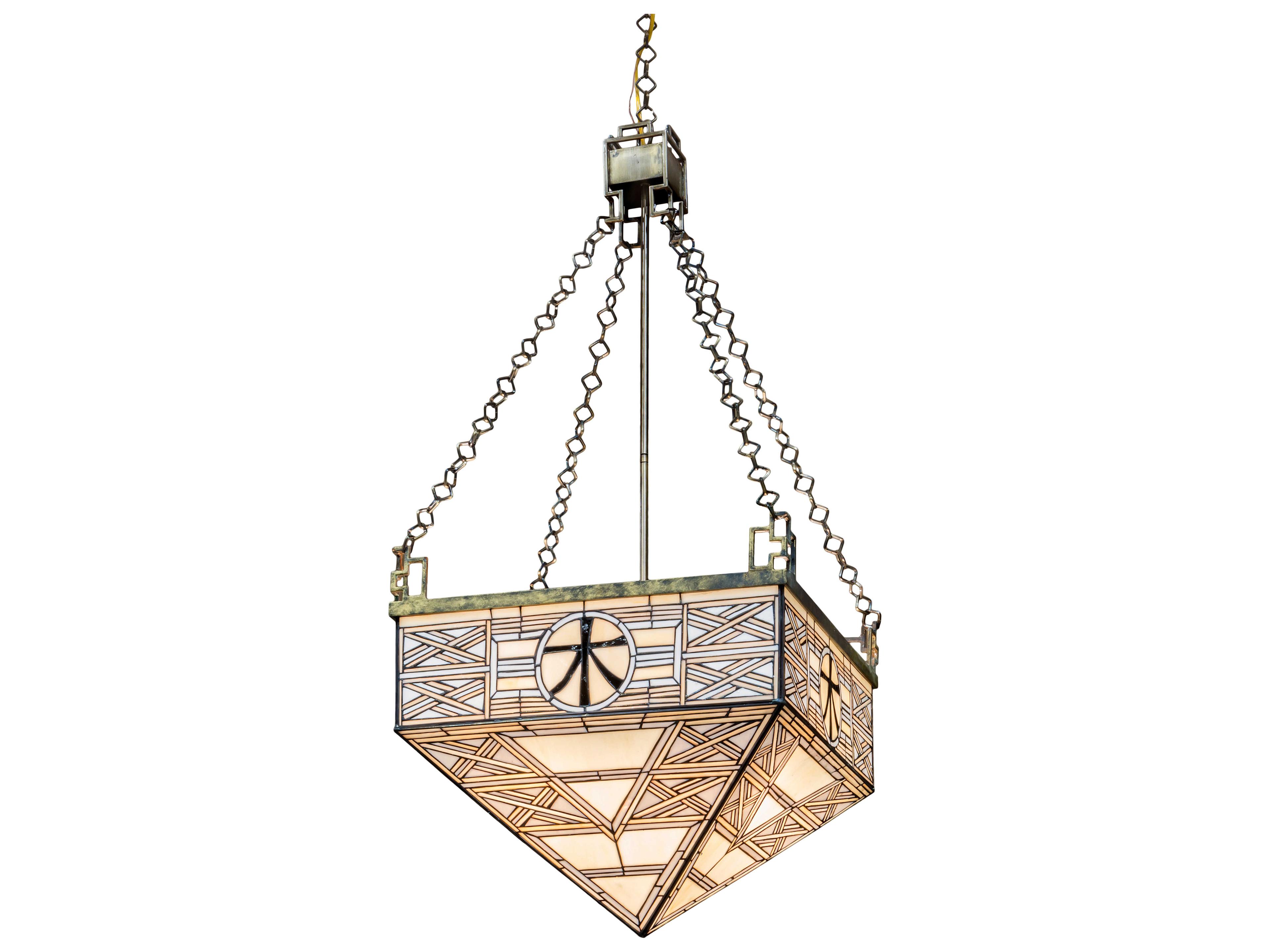Shu 4-Light Brass Tint Glass Geometric Pendant