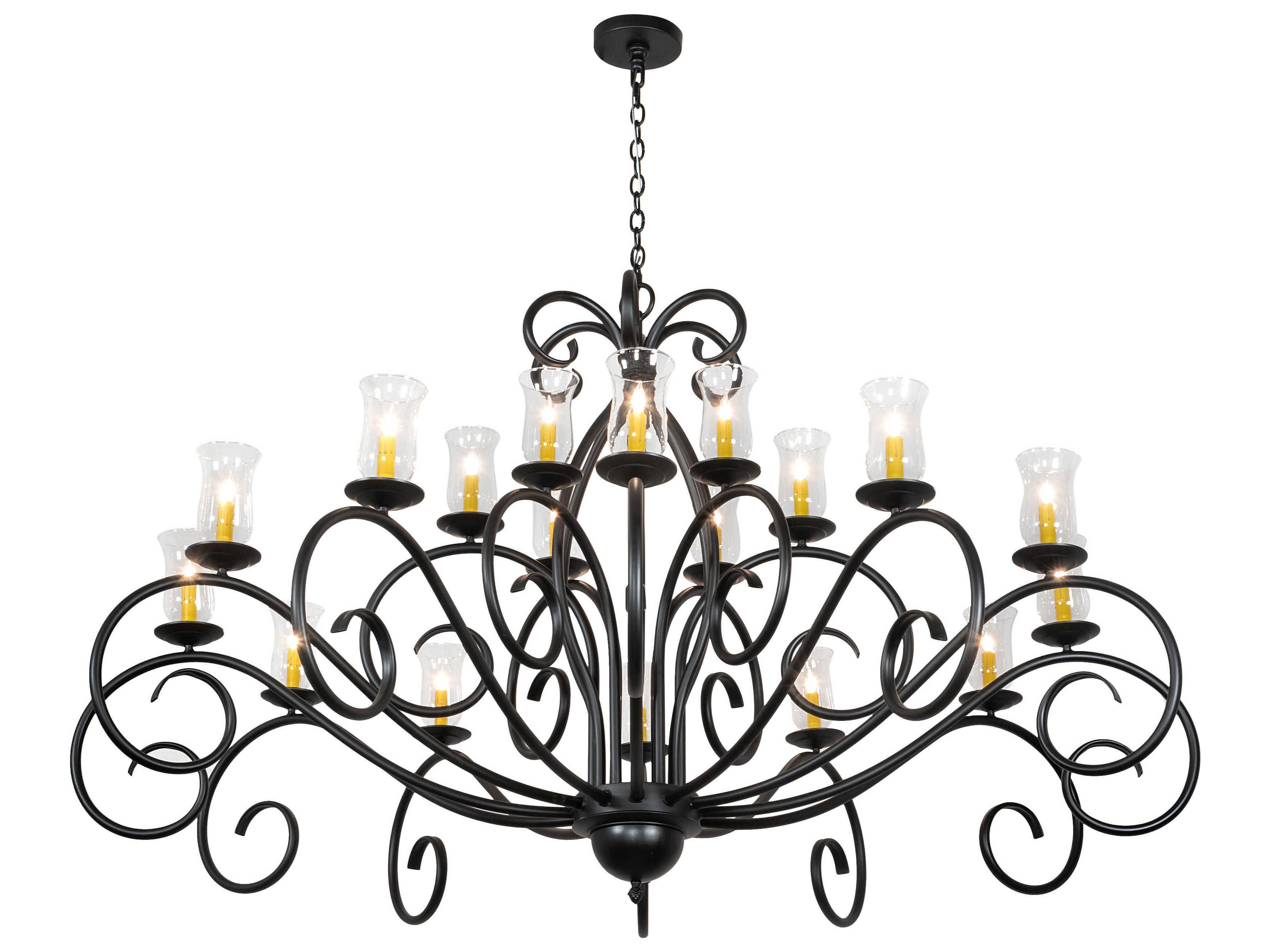 Sienna 18-Light8-Light Black White Clear Glass Bell Candelabra Chandelier