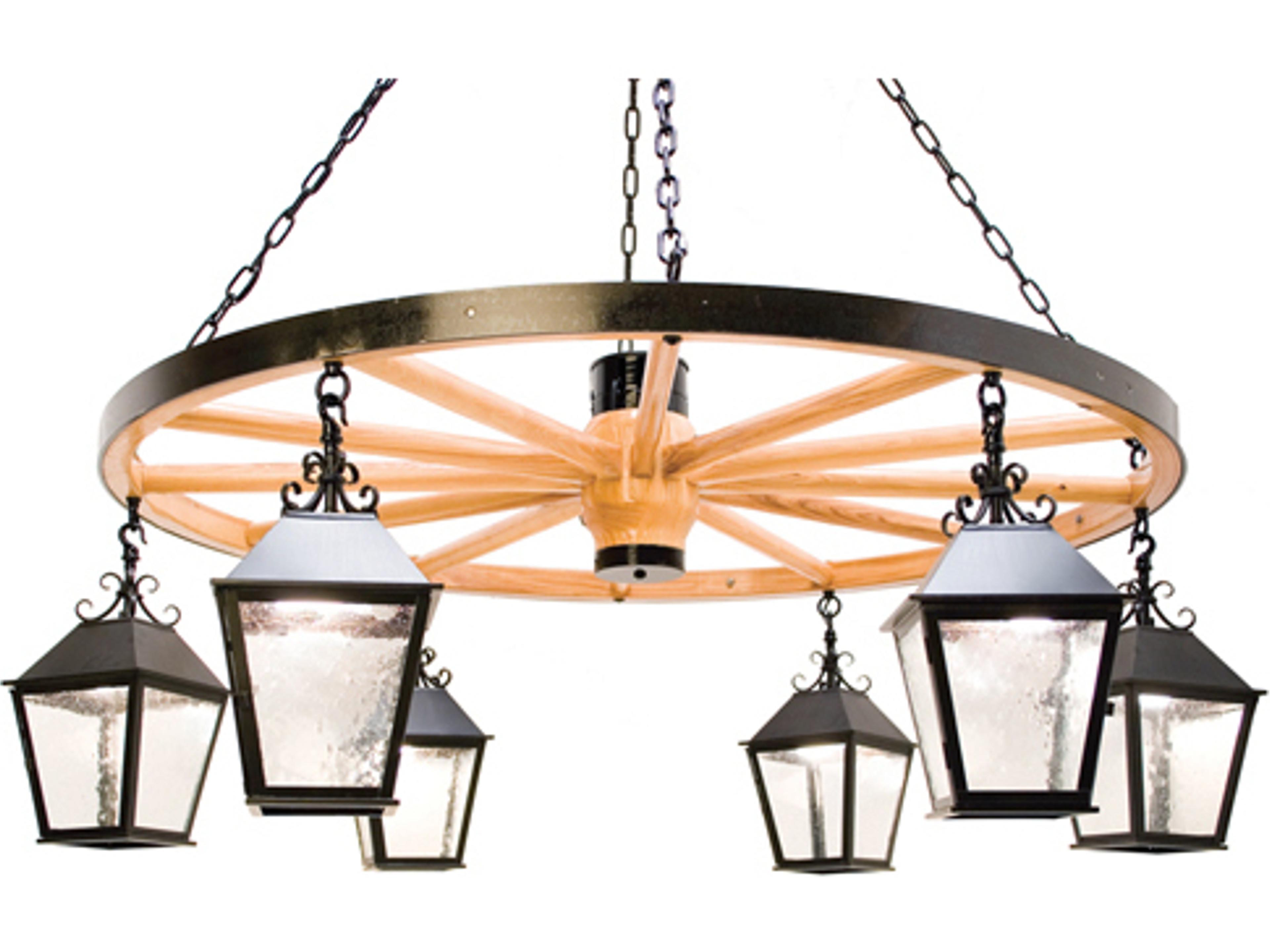 Silverton 6-Light Blackwash Hue Brown Glass Lantern Chandelier