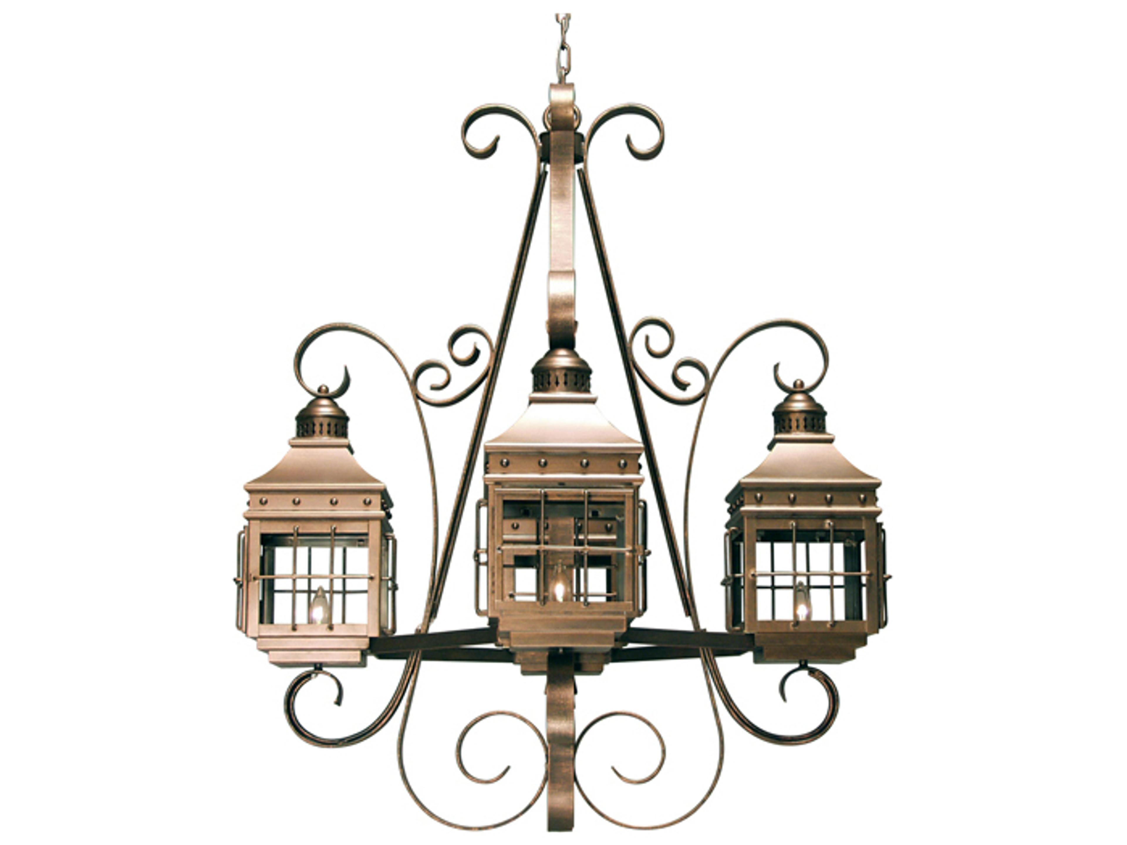 Siro 4-Light Champagne Metallic Gold Glass Lantern Chandelier