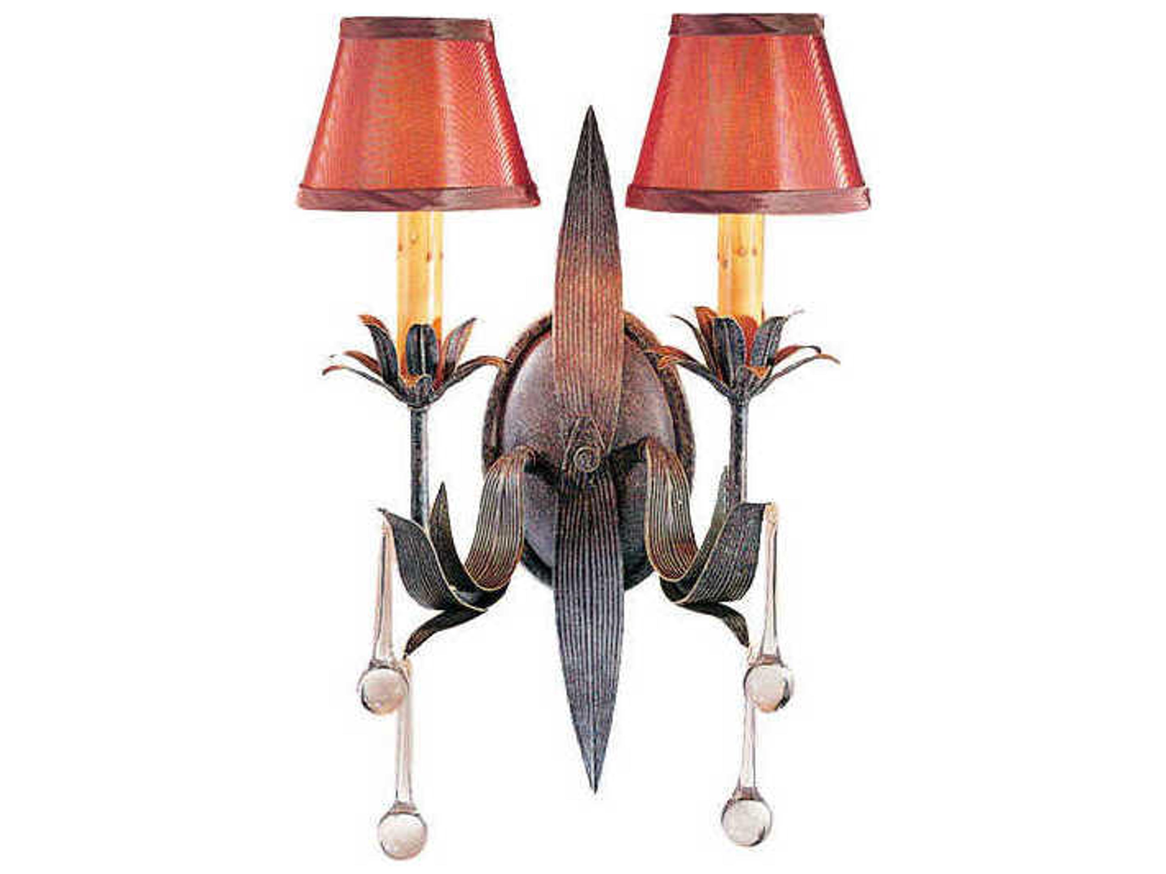 Slenderleaf 2-Light Ash Gray Crystal Wall Sconce