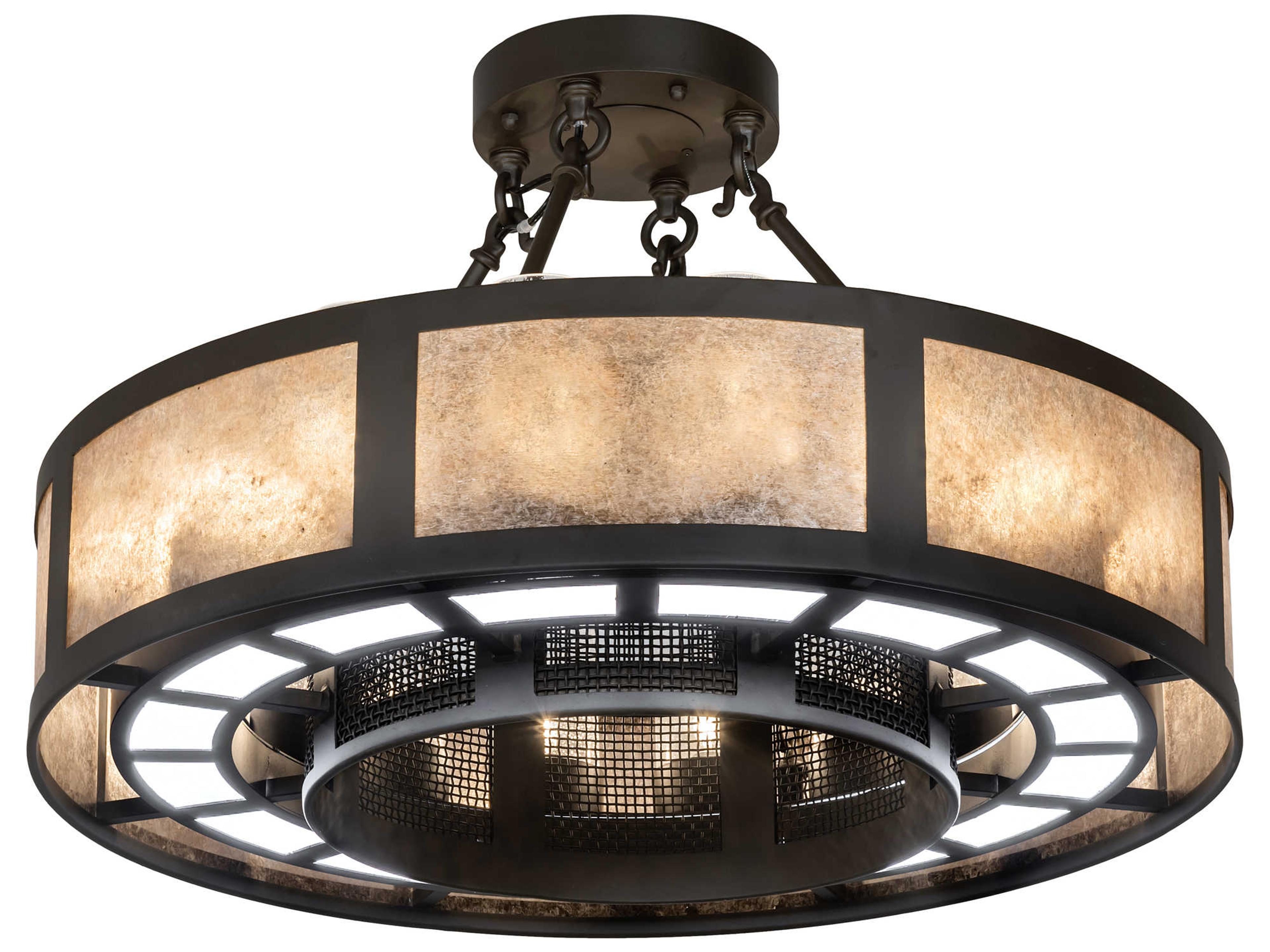 Smythe Craftsman 16-Light6-Light Oil Rubbed Bronze Glass LED Drum Semi Flush Mount