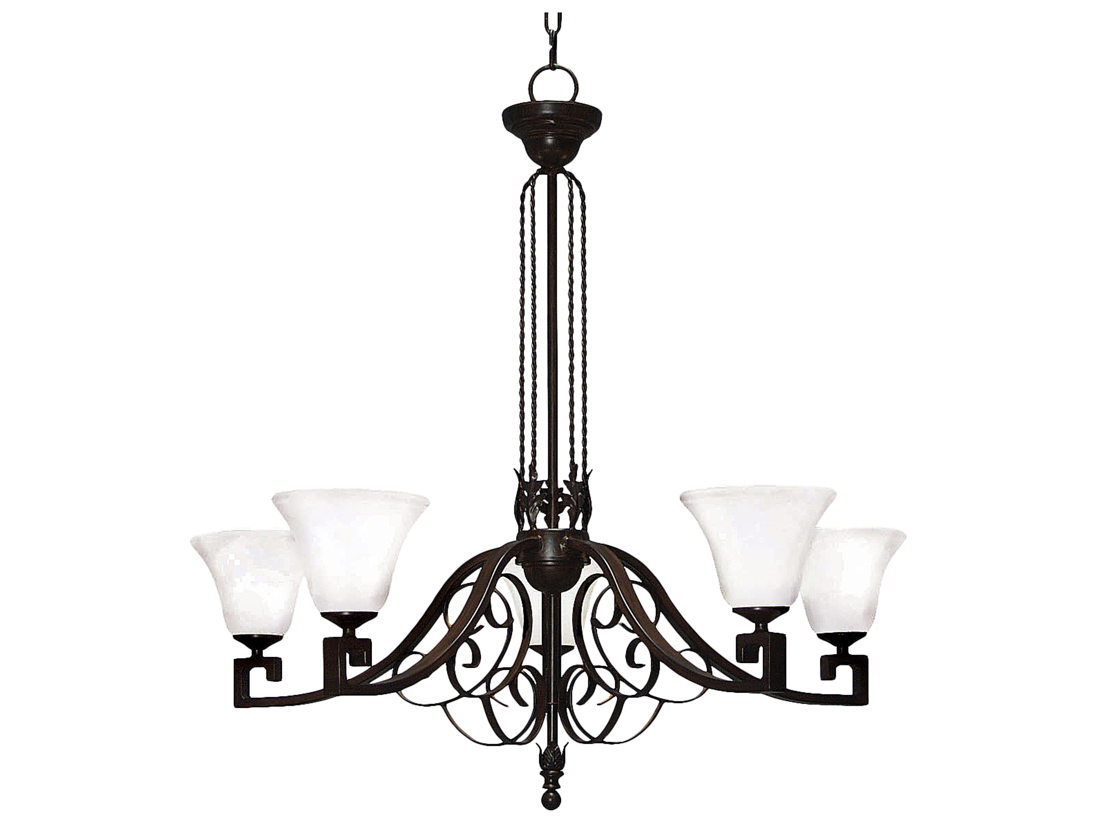 Suri 6-Light Rustic Iron Black Glass Bell Chandelier