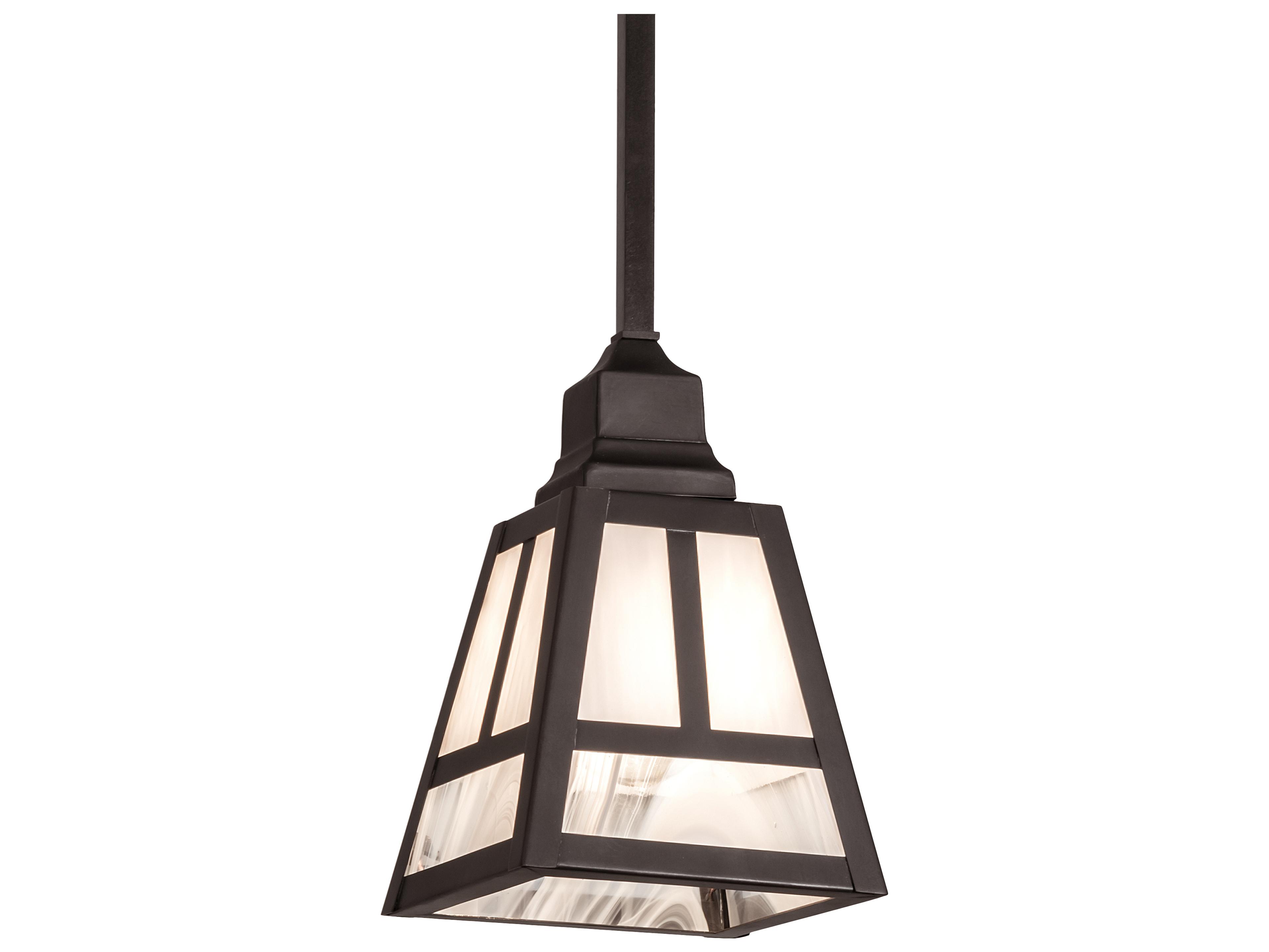 T-mission 1-Light Craftsman Brown White Glass Mini Pendant