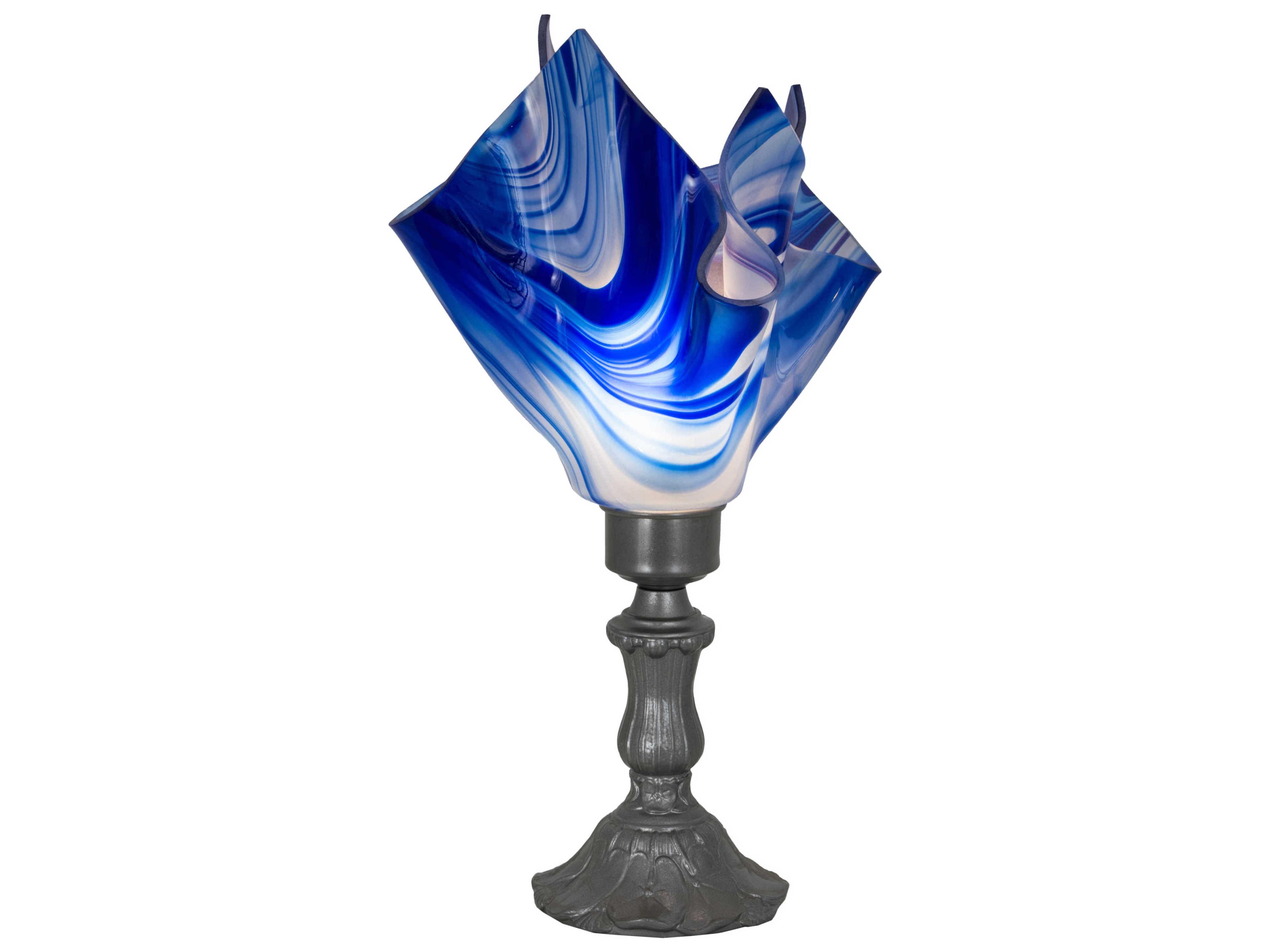 Handkerchief Curacao Swirl Glass Blue Table Lamp