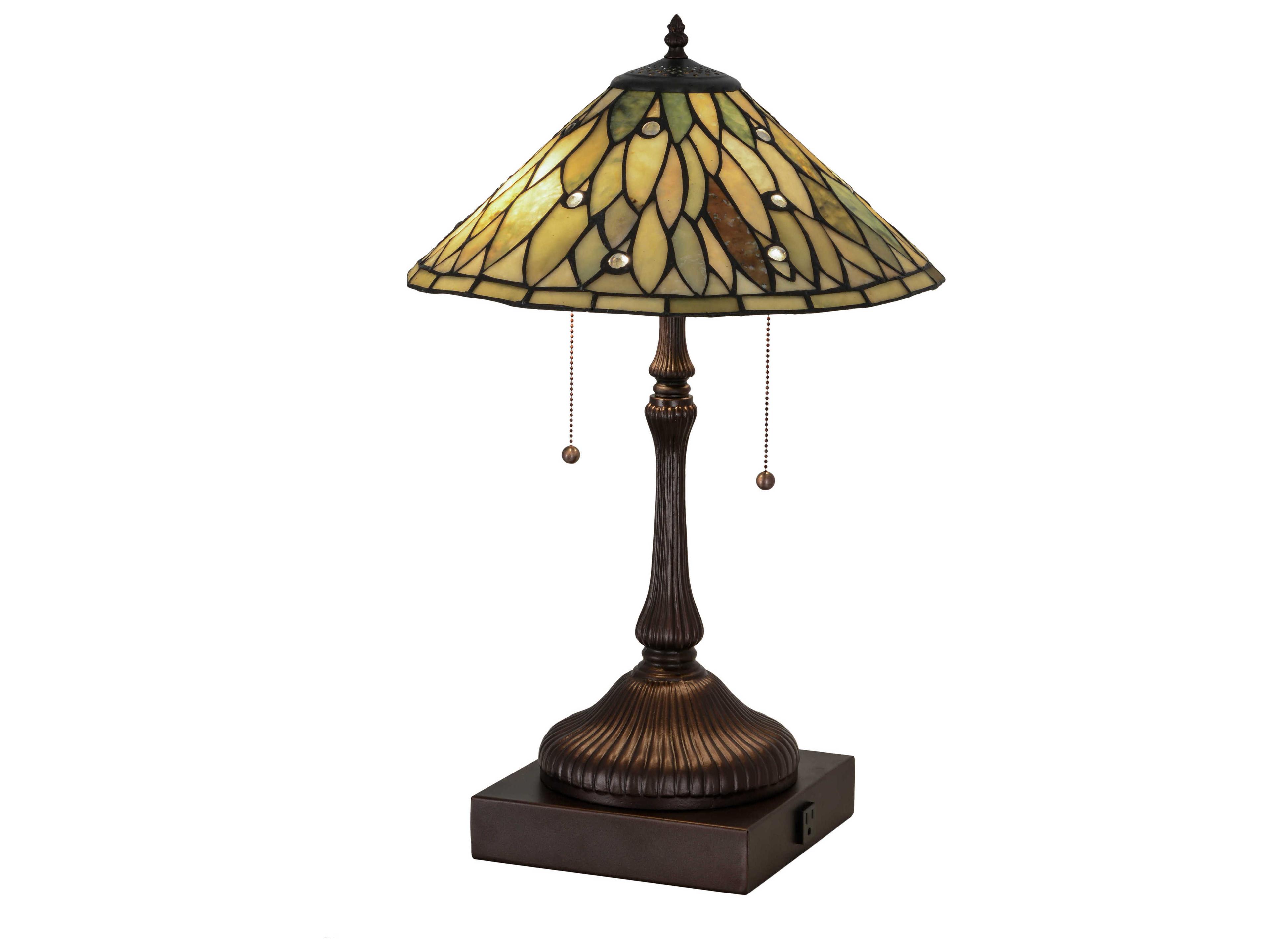 Meyda Glass Tiffany Bronze Table Lamp