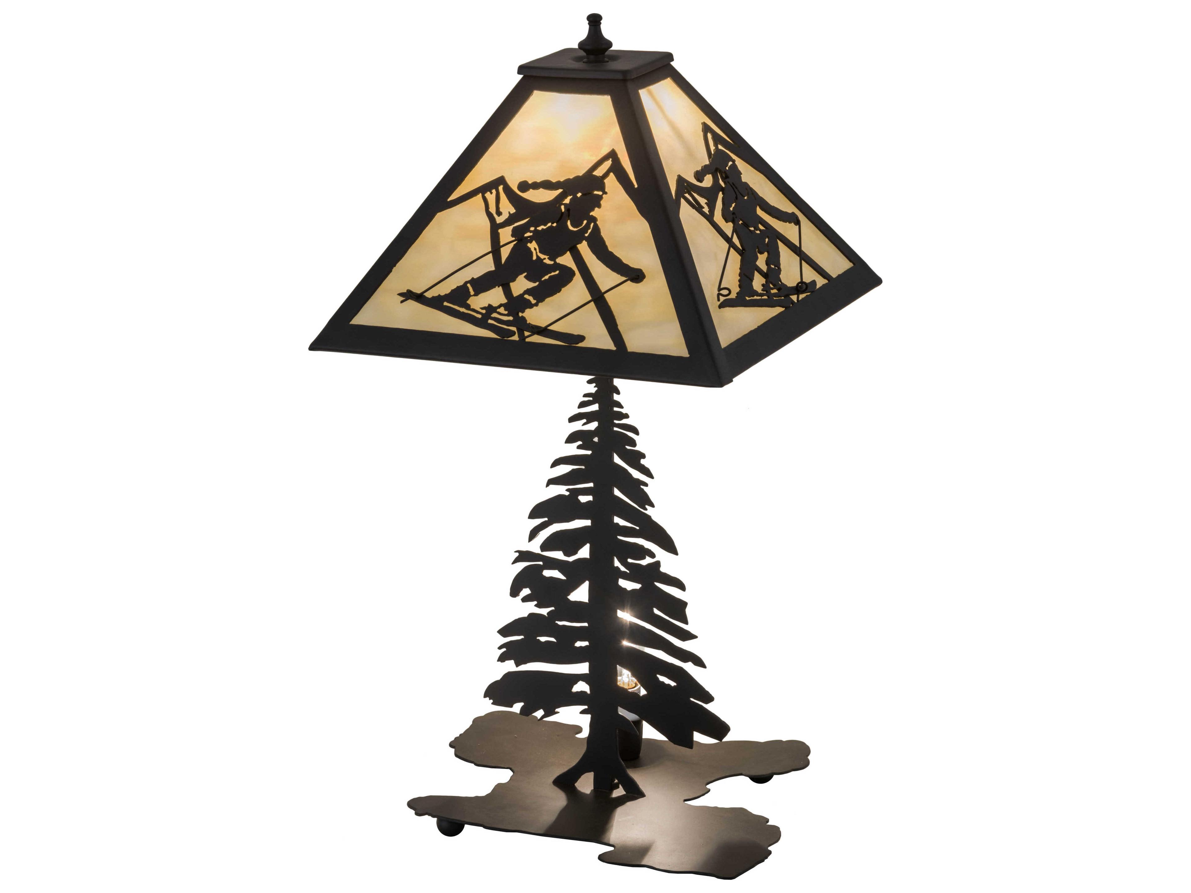 Alpine Glass Rustic Lodge Brown Table Lamp