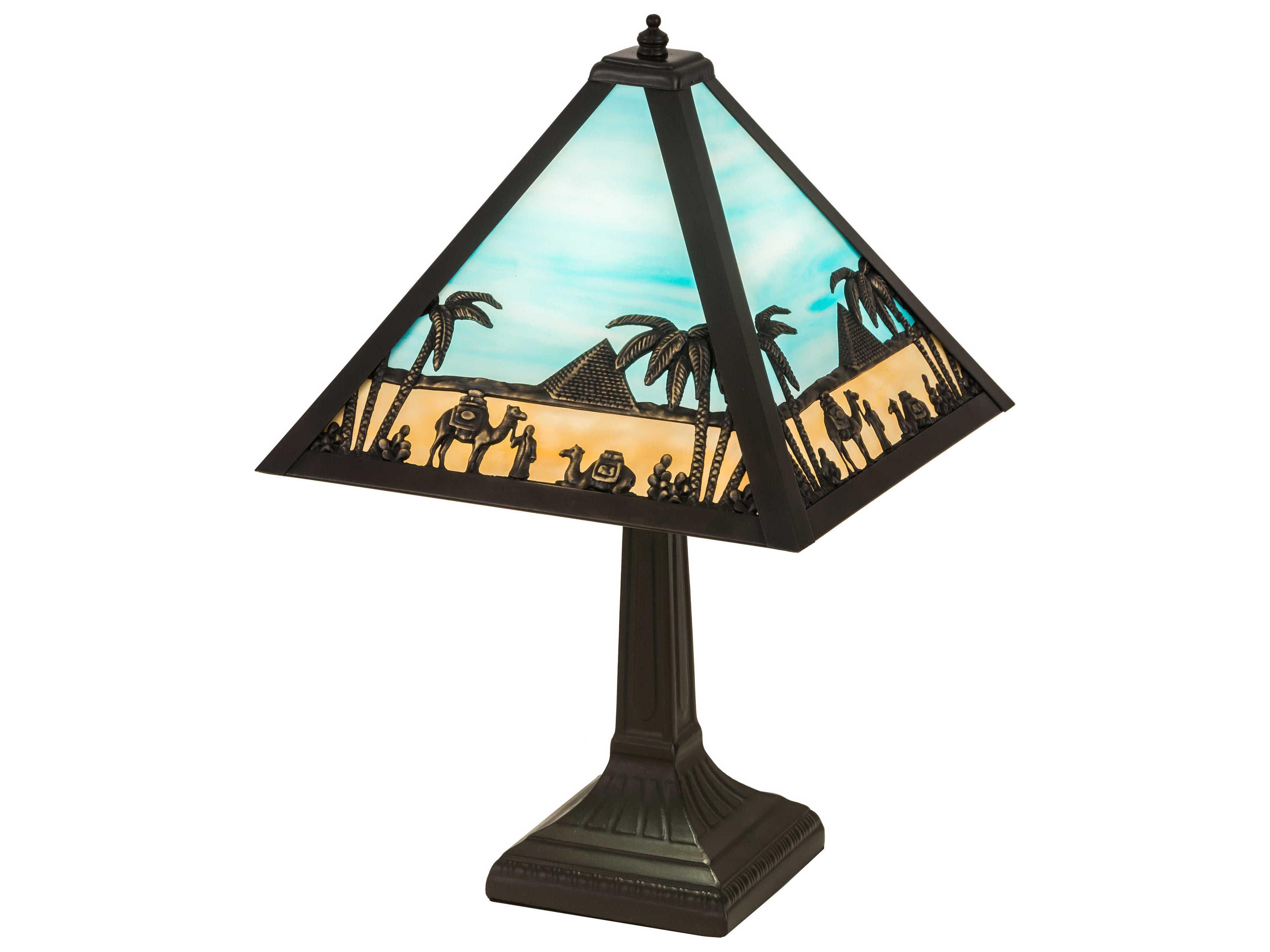 Meyda Glass Rustic Lodge Blue Table Lamp