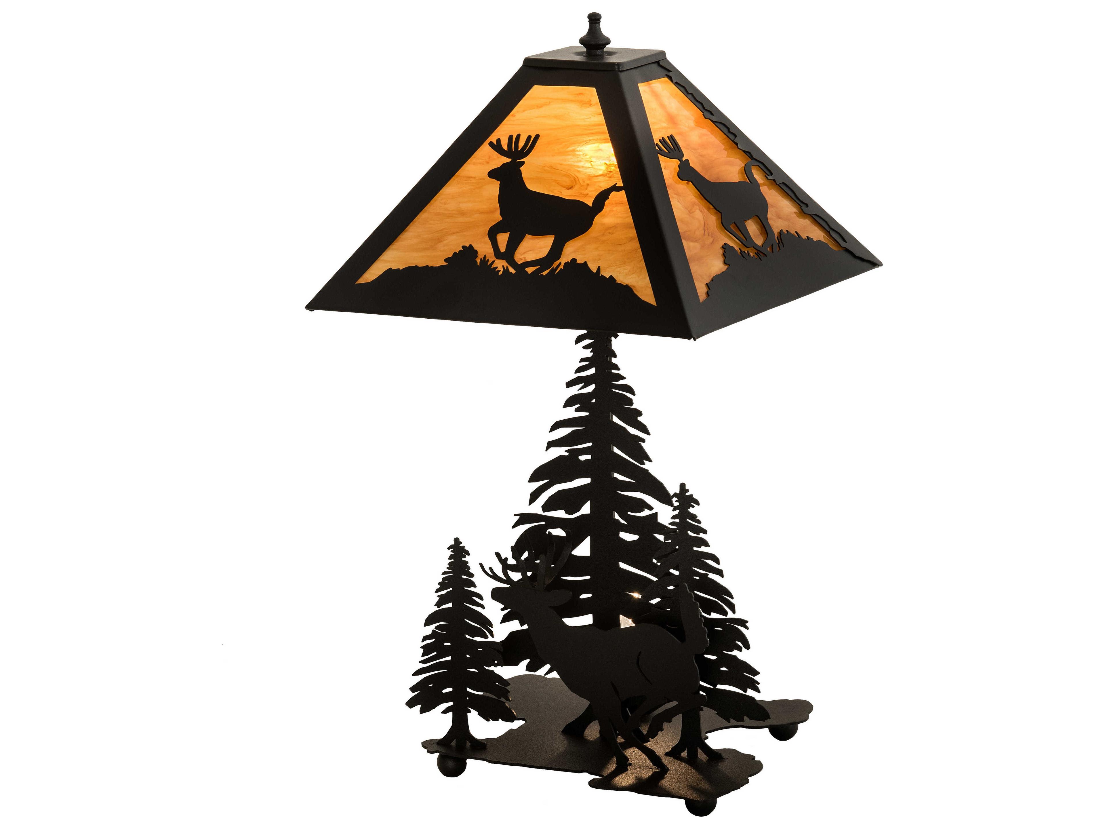 Glass Rustic Lodge Black Table Lamp