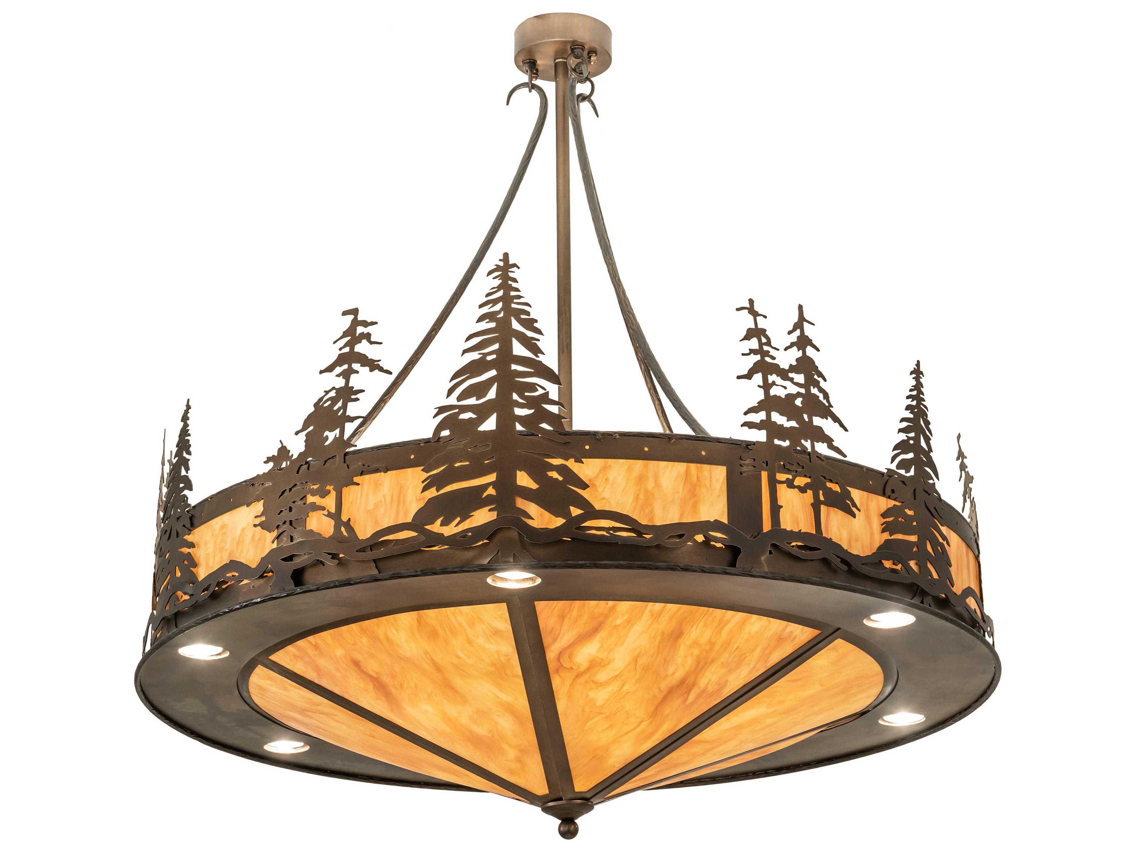 Tall Pines 6 12-Light Antique Copper Brown Drum Pendant