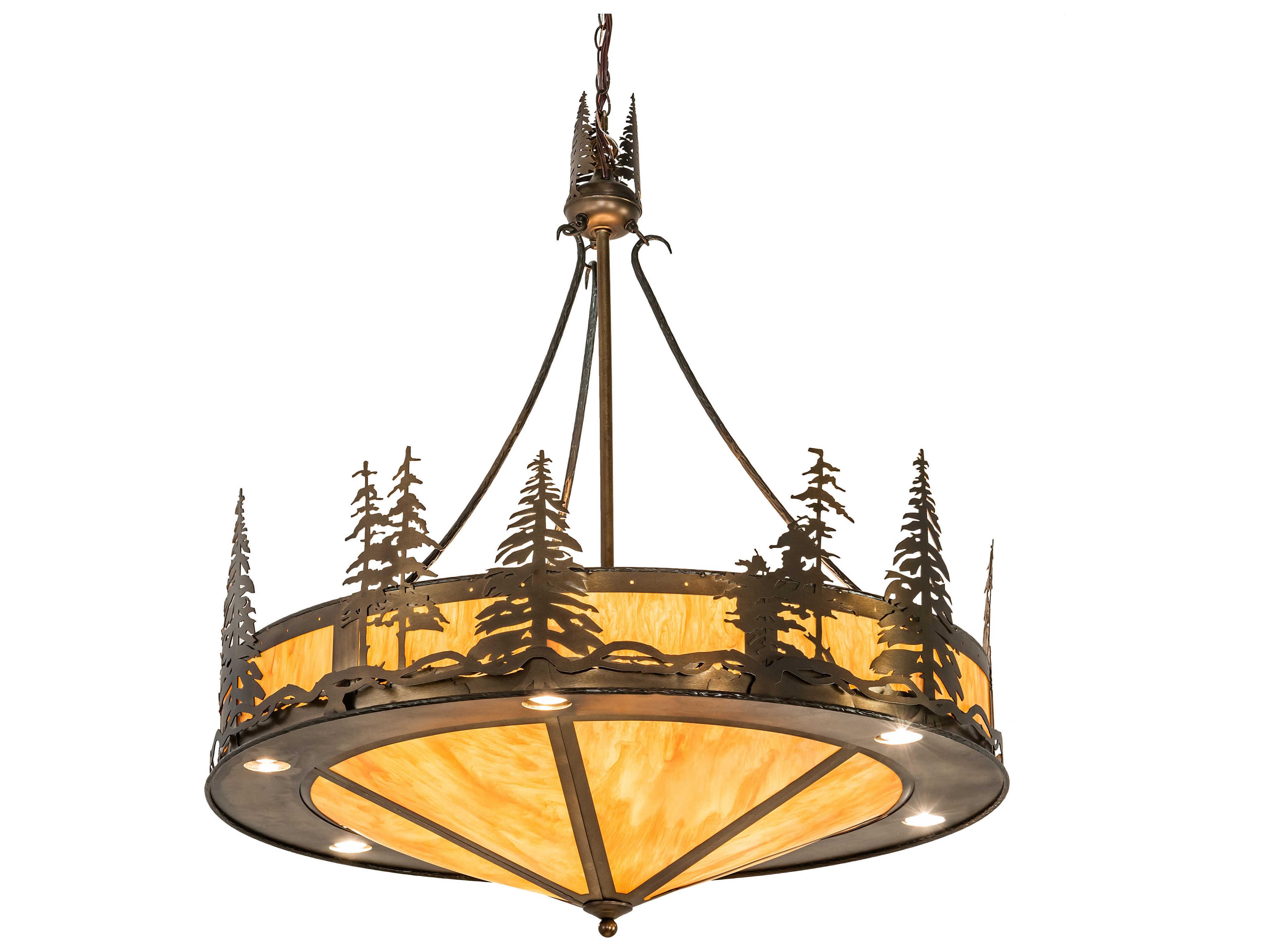 Tall Pines 6 12-Light Antique Copper Brown Geometric Pendant