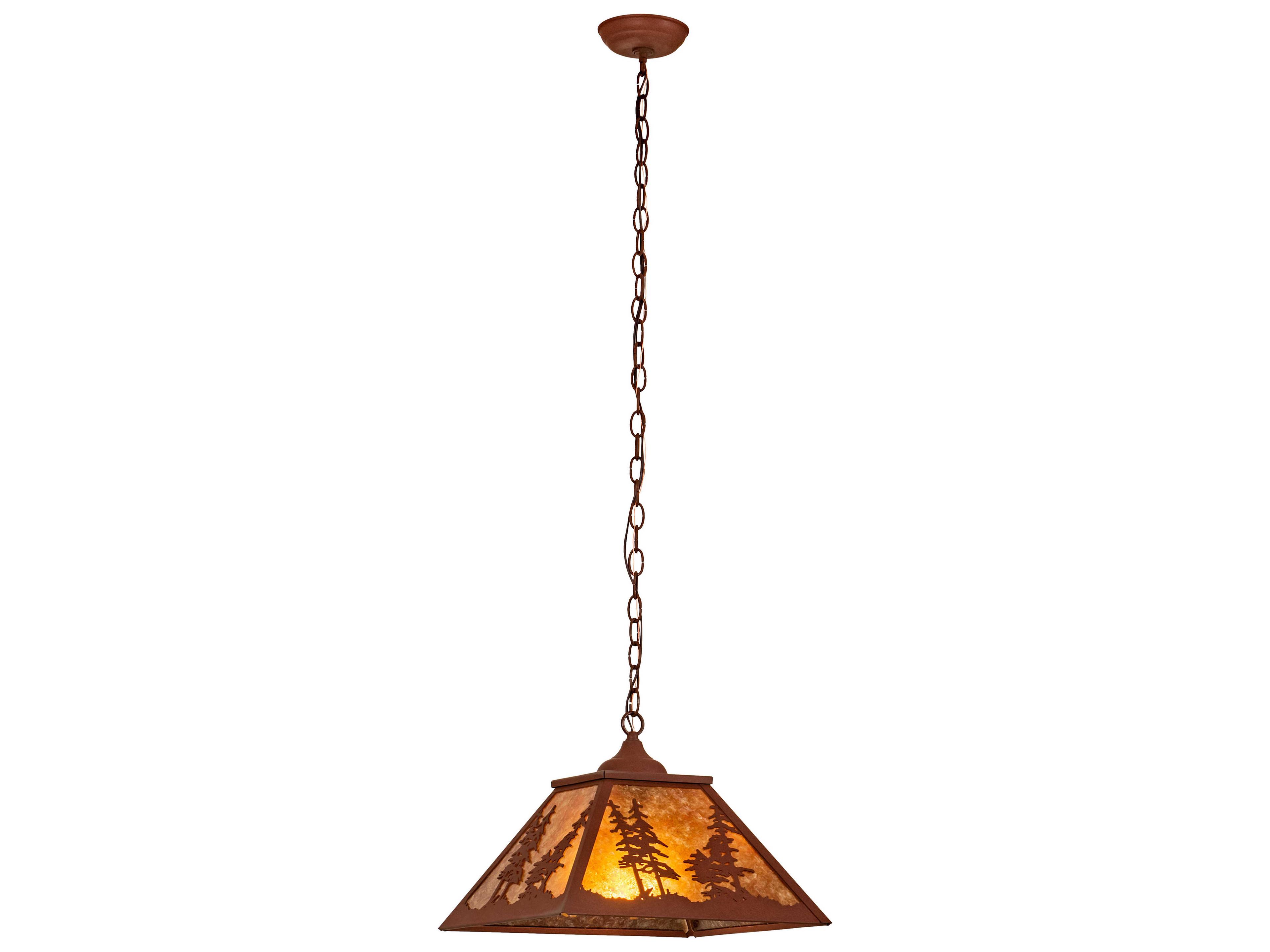 Tall Pines 2-Light Red Rust Brown Pendant
