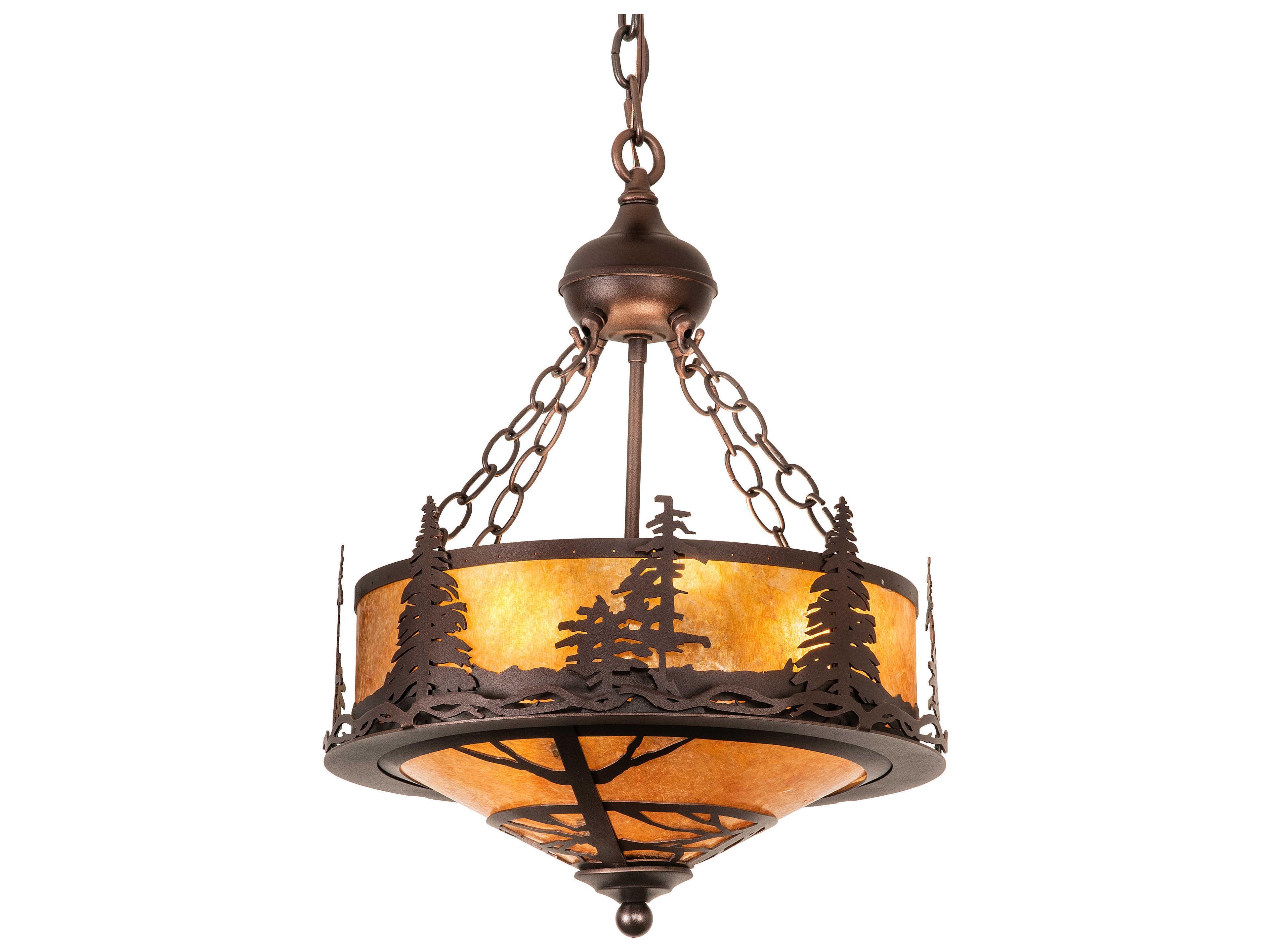 Tall Pines 3 3-Light Mahogany Bronze Brown Drum Pendant