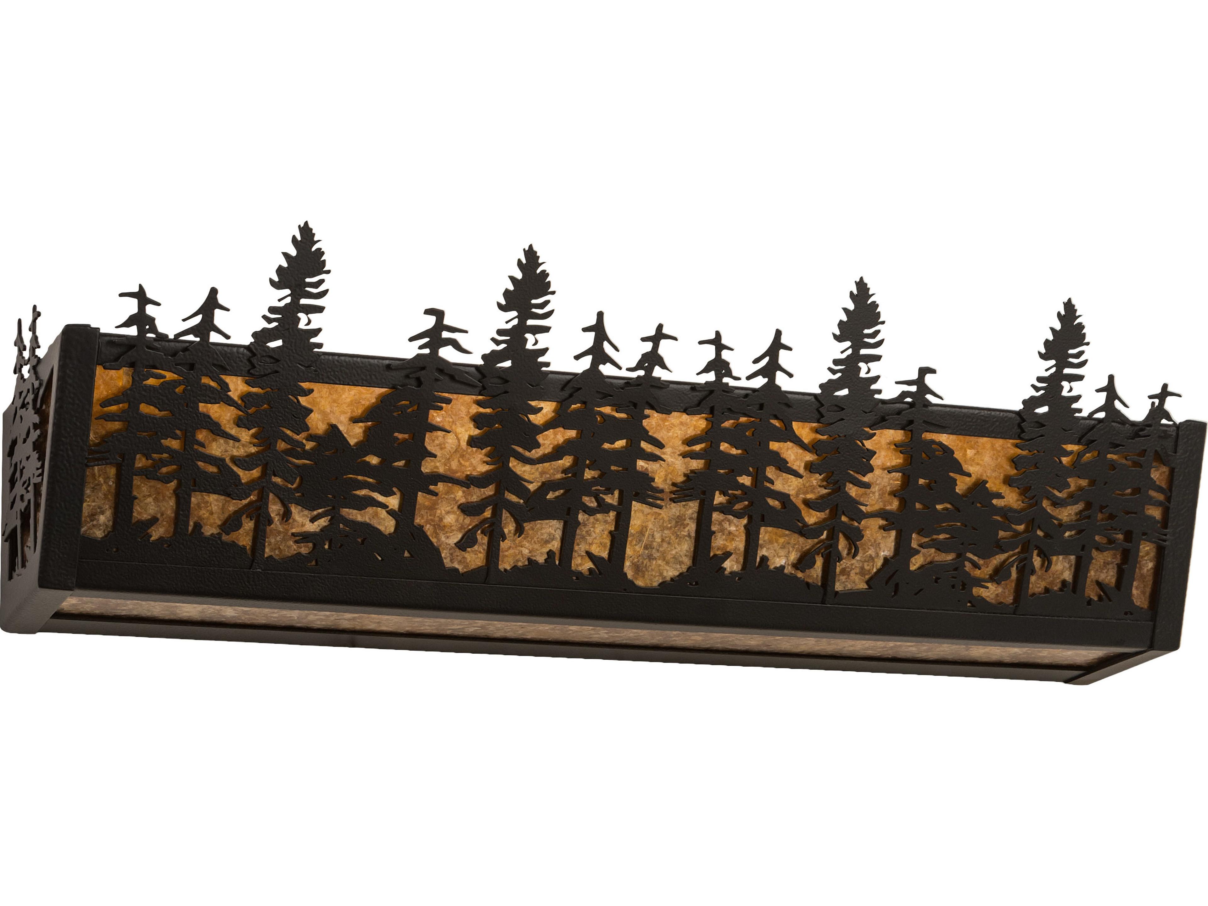 Tall Pines 4-Light Black Amber Mica Brown Vanity Light