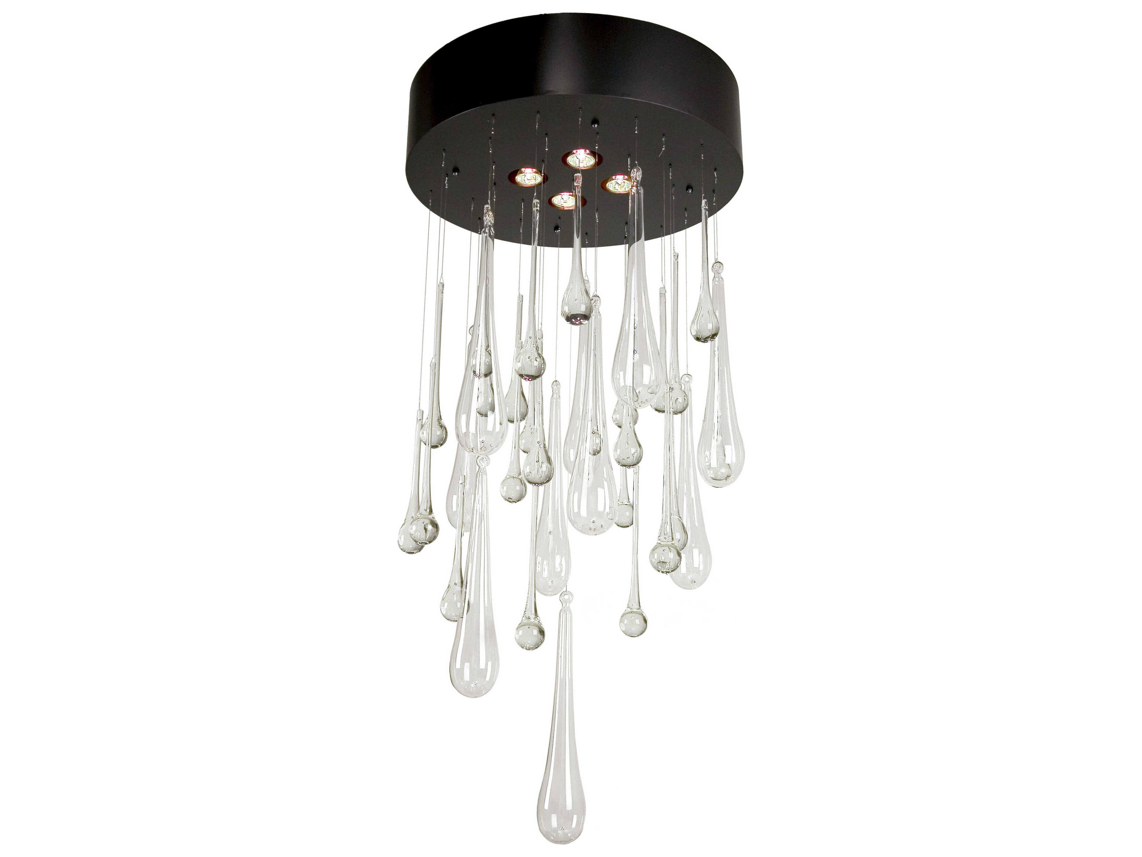 Teardrop 4-Light Blackened Pewter Clear Crystal Pendant