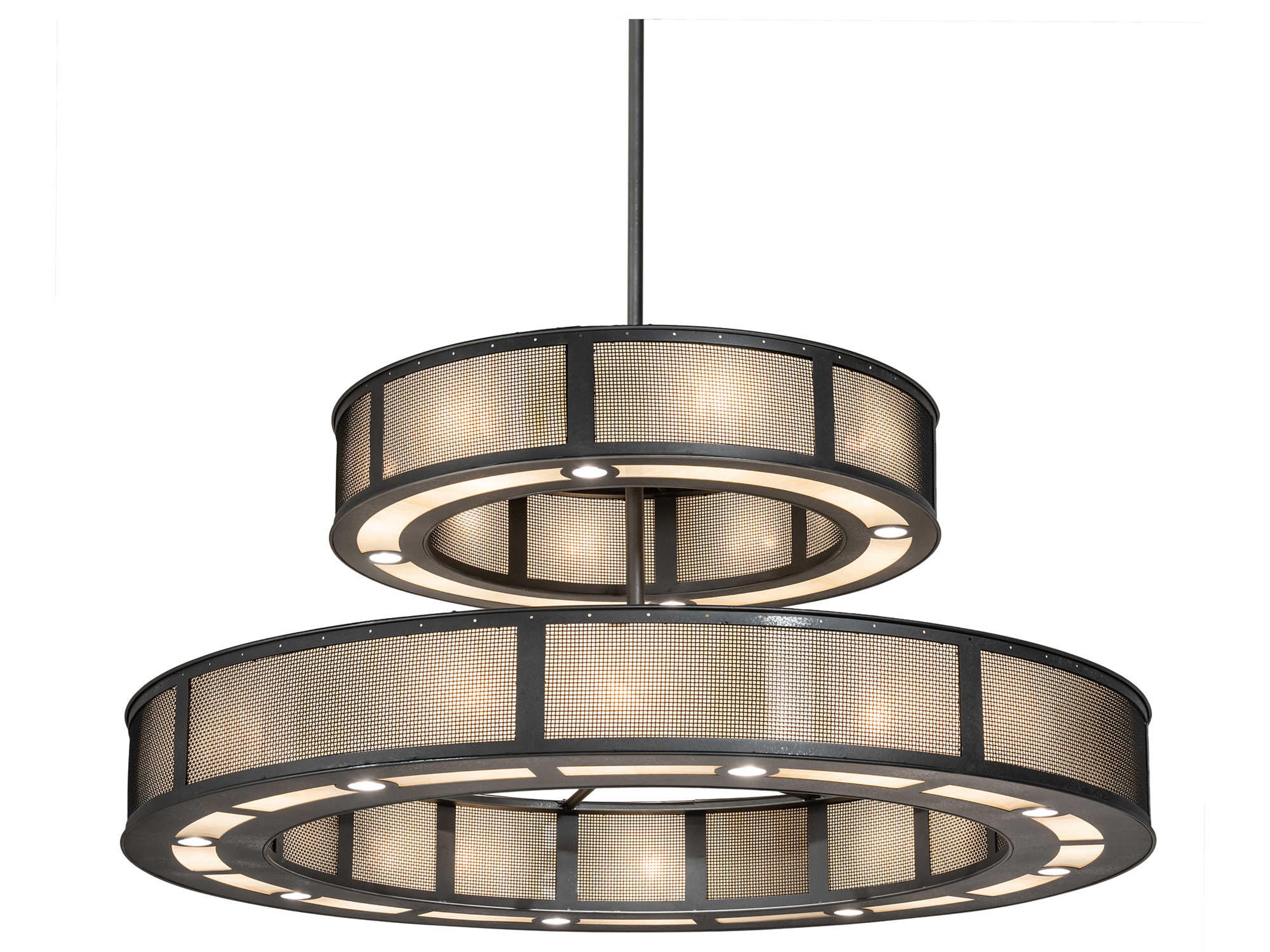 Telluride Magic 24 12-Light Natural Iron Solar Black Clear Drum Round Chandelier