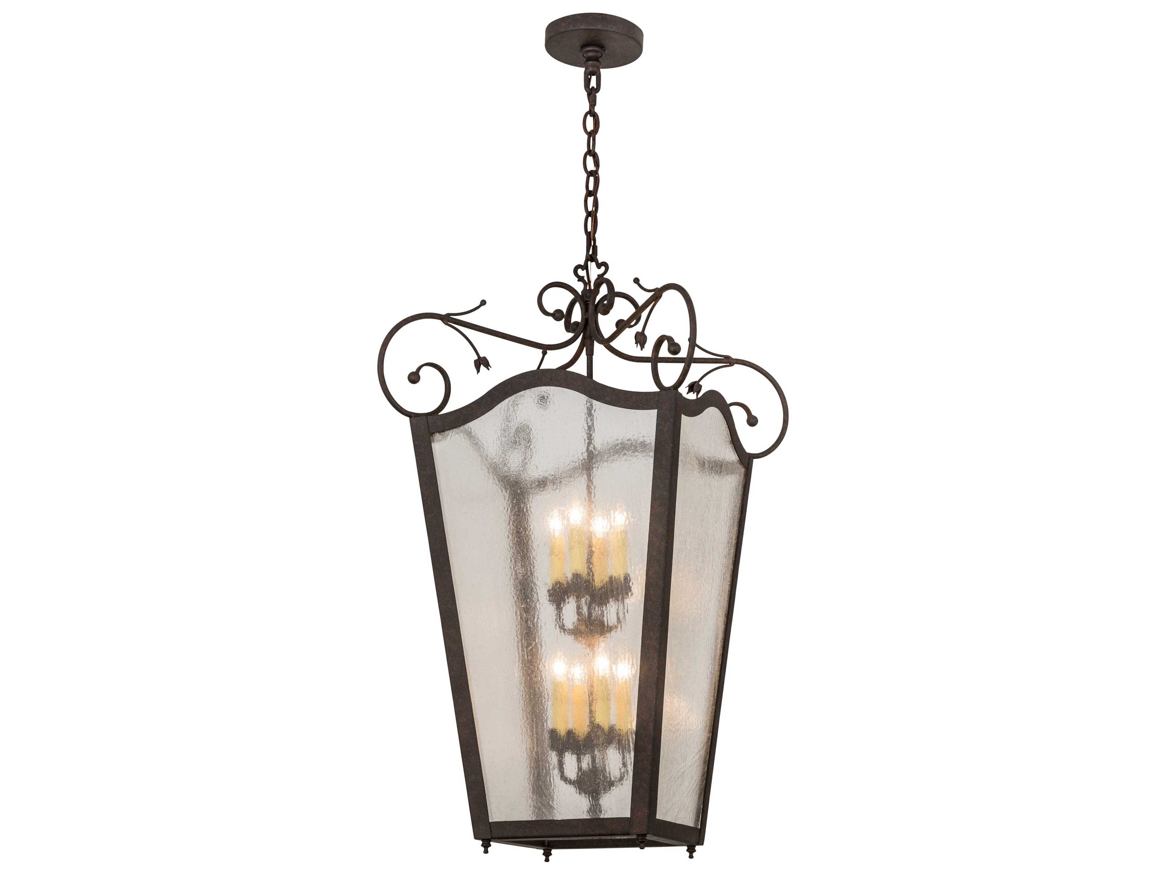 Tessa Cajun Spice clear Seedy Glass Black Tiered Pendant