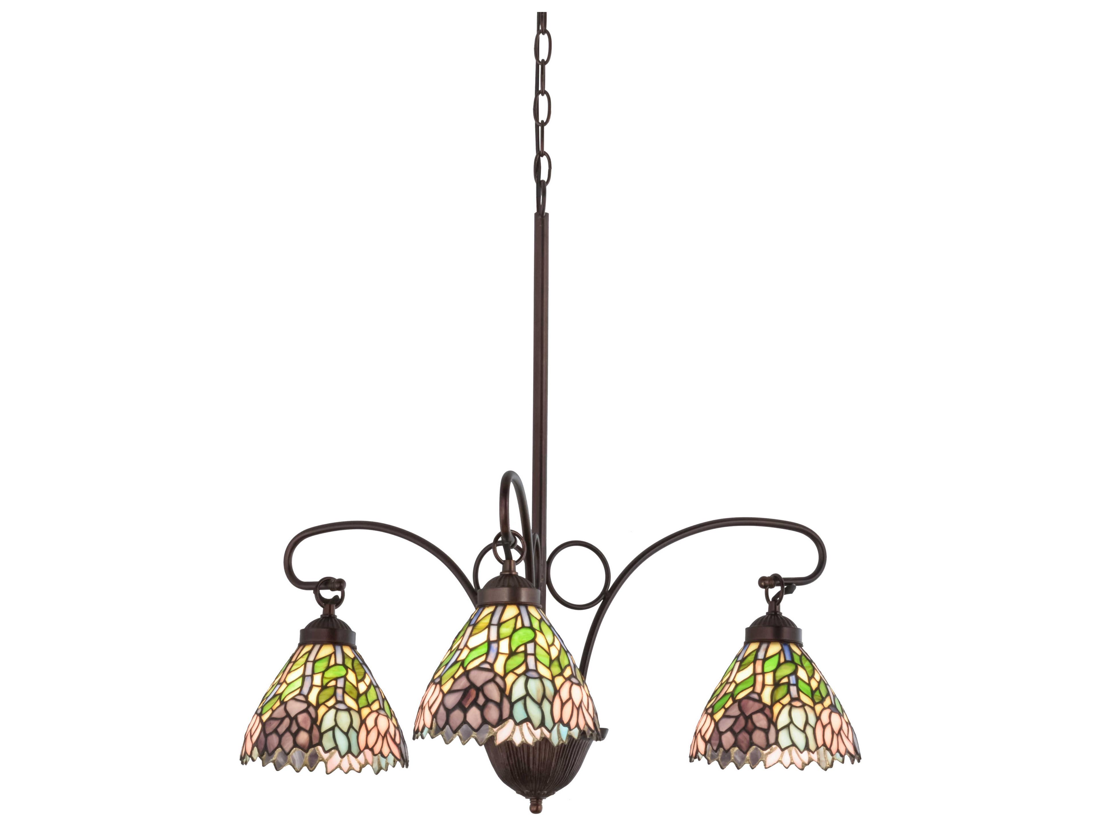 Wisteria 3-Light Bronze Tiffany Chandelier