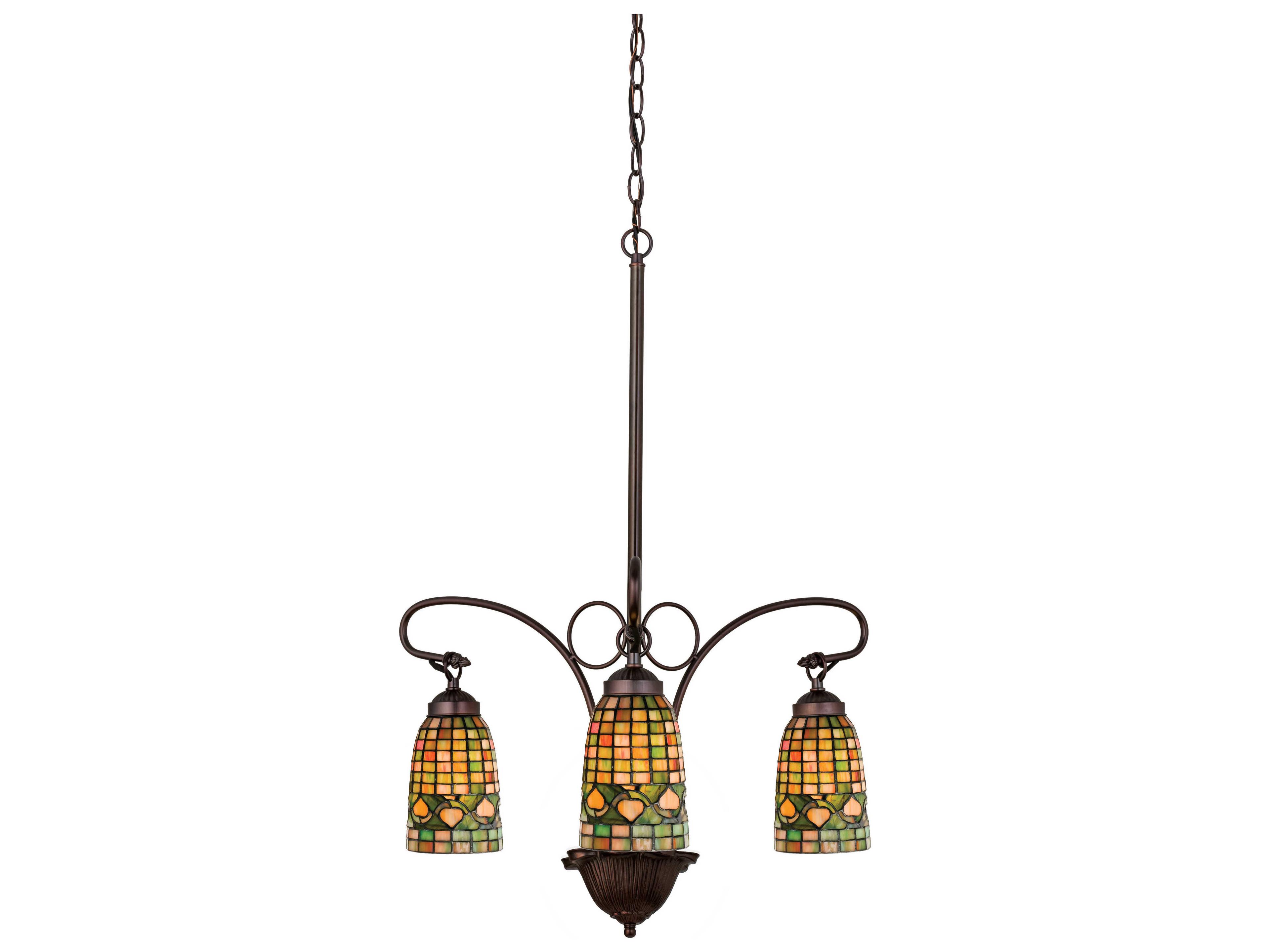 Tiffany 3-Light Bronze Bell Chandelier